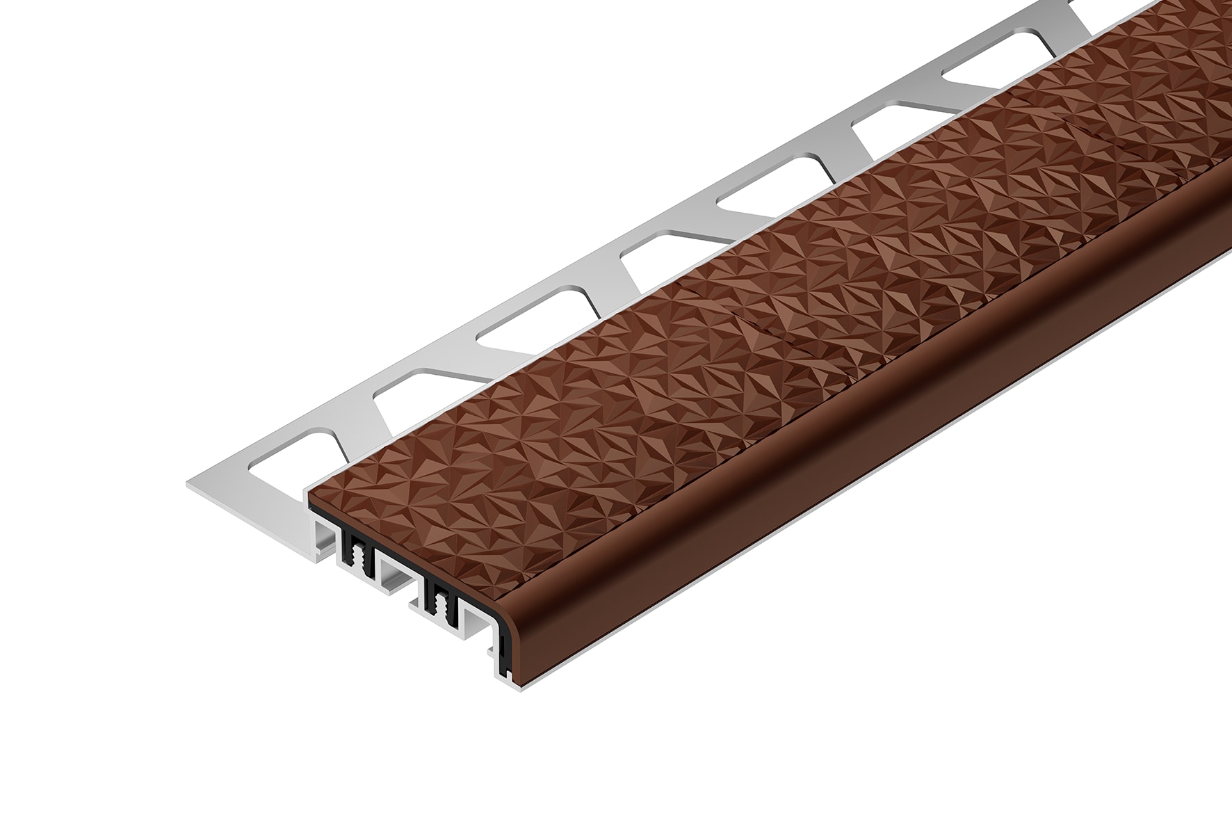 Schluter Systems TVL42NB125/100 Trep-V 0.5-in W x 39-in L Nut brown Aluminum Stair nose Tile Edge Trim