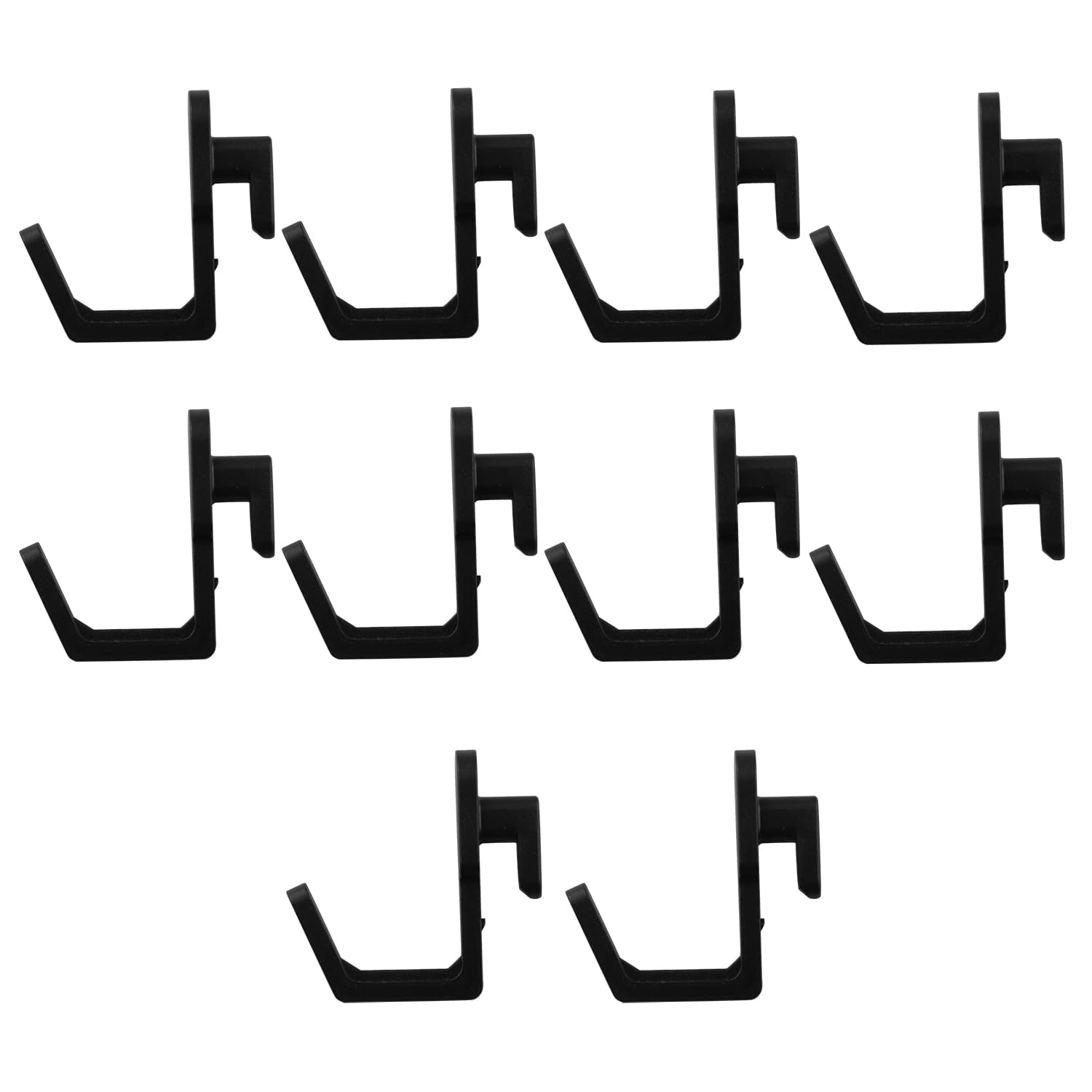 KIWDZFU  10 Piece Black Plastic Pegboard Hooks 15mm by 5mm by 35mm for Kitchen Bedroom Study Wall Storage and Organization