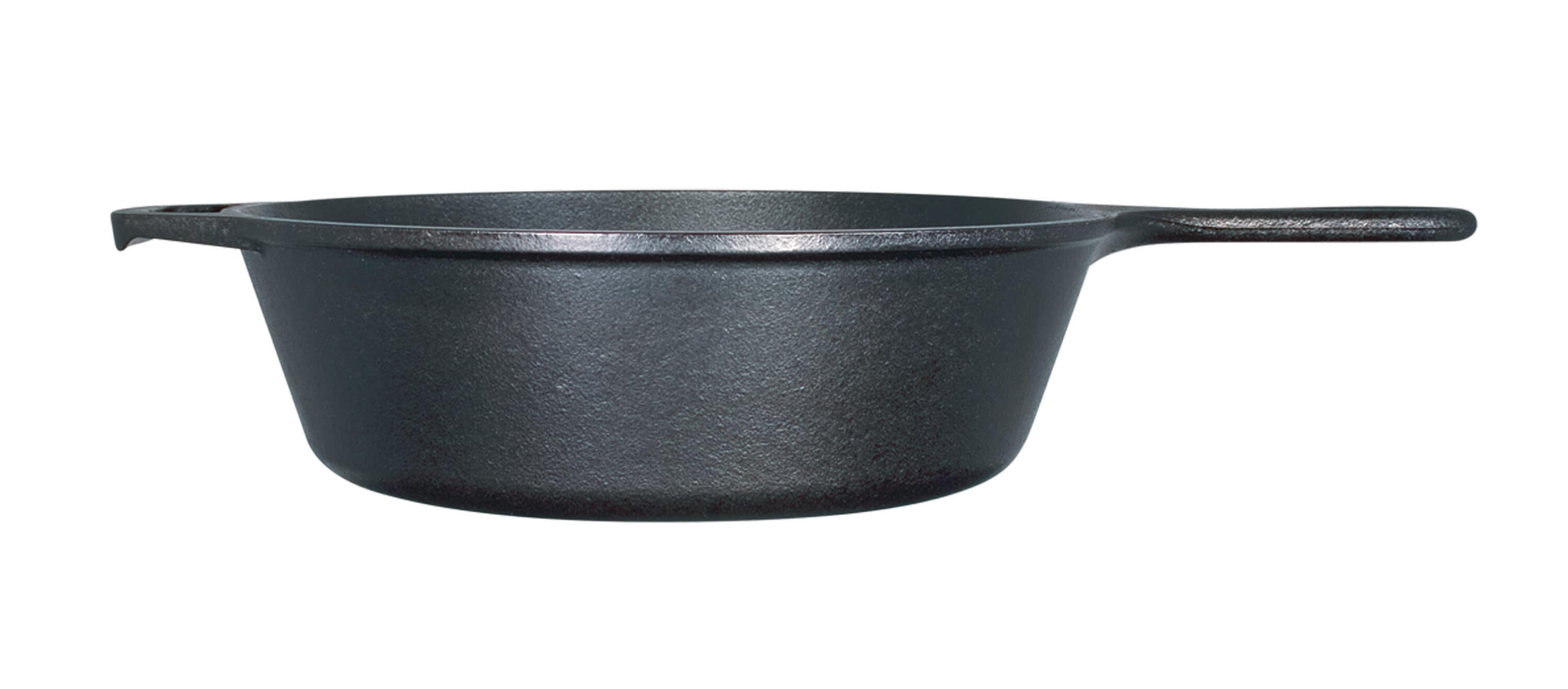 Black Cast Iron Deep Skillet with Handle, 10.5"