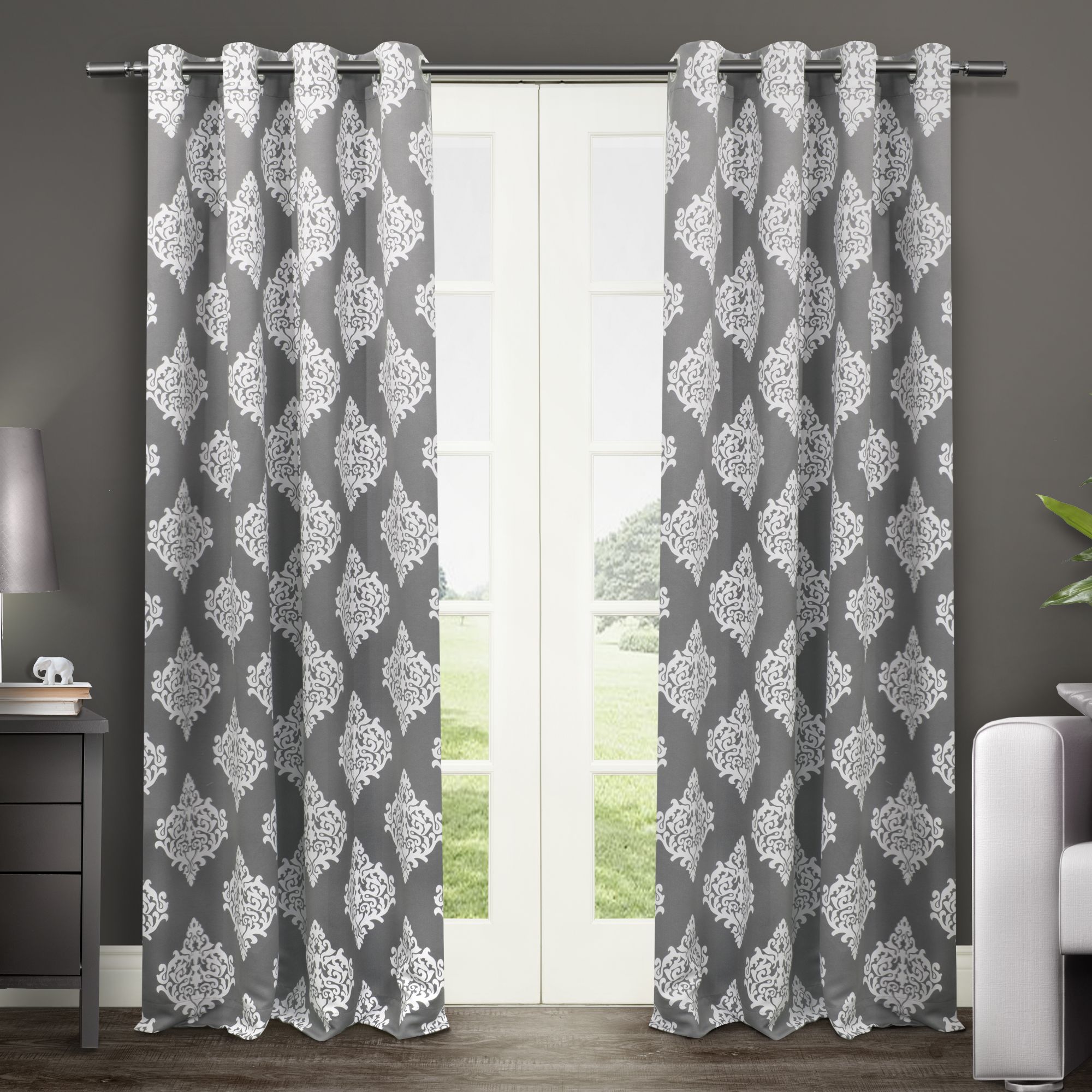 Exclusive Home EH8022-01 2-96G 96-Inches Black pearl Polka dot Room darkening Interlined Grommet Curtain panel pair