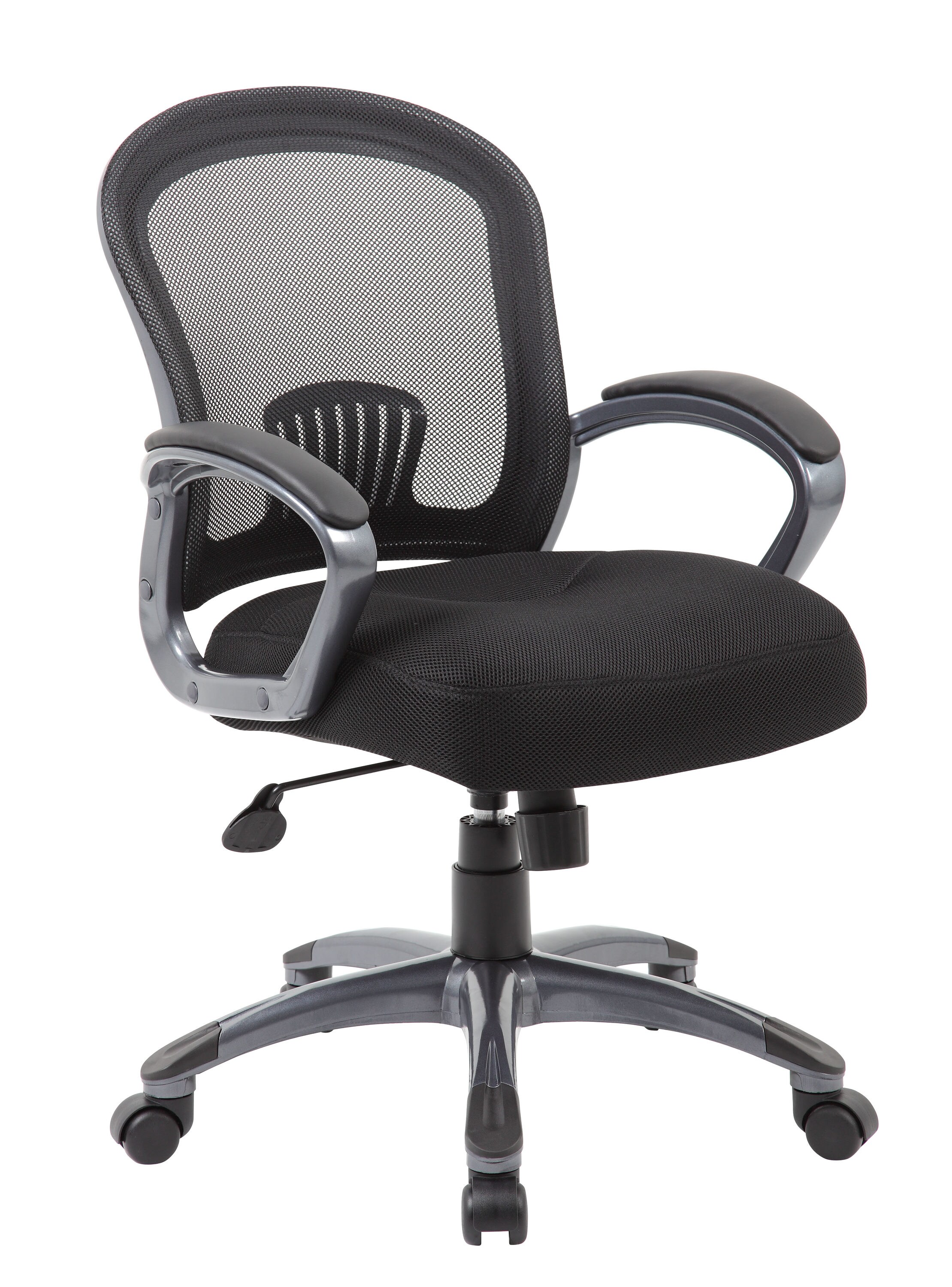 Boss Office Products B6256-BK Black Contemporary Ergonomic Adjustable Height Swivel Mesh Task Chair