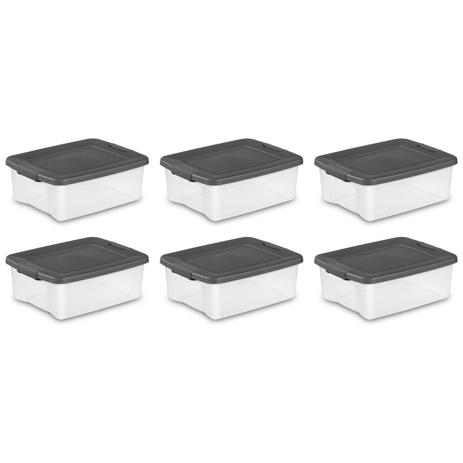 Sterilite Corporation 55850 6 -Pack Sterilite Small 6.25 -Gallons ( 25 -Quarts ) Clear - 25 Quart Tote Weatherproof Stackable Tote with Latching Lid