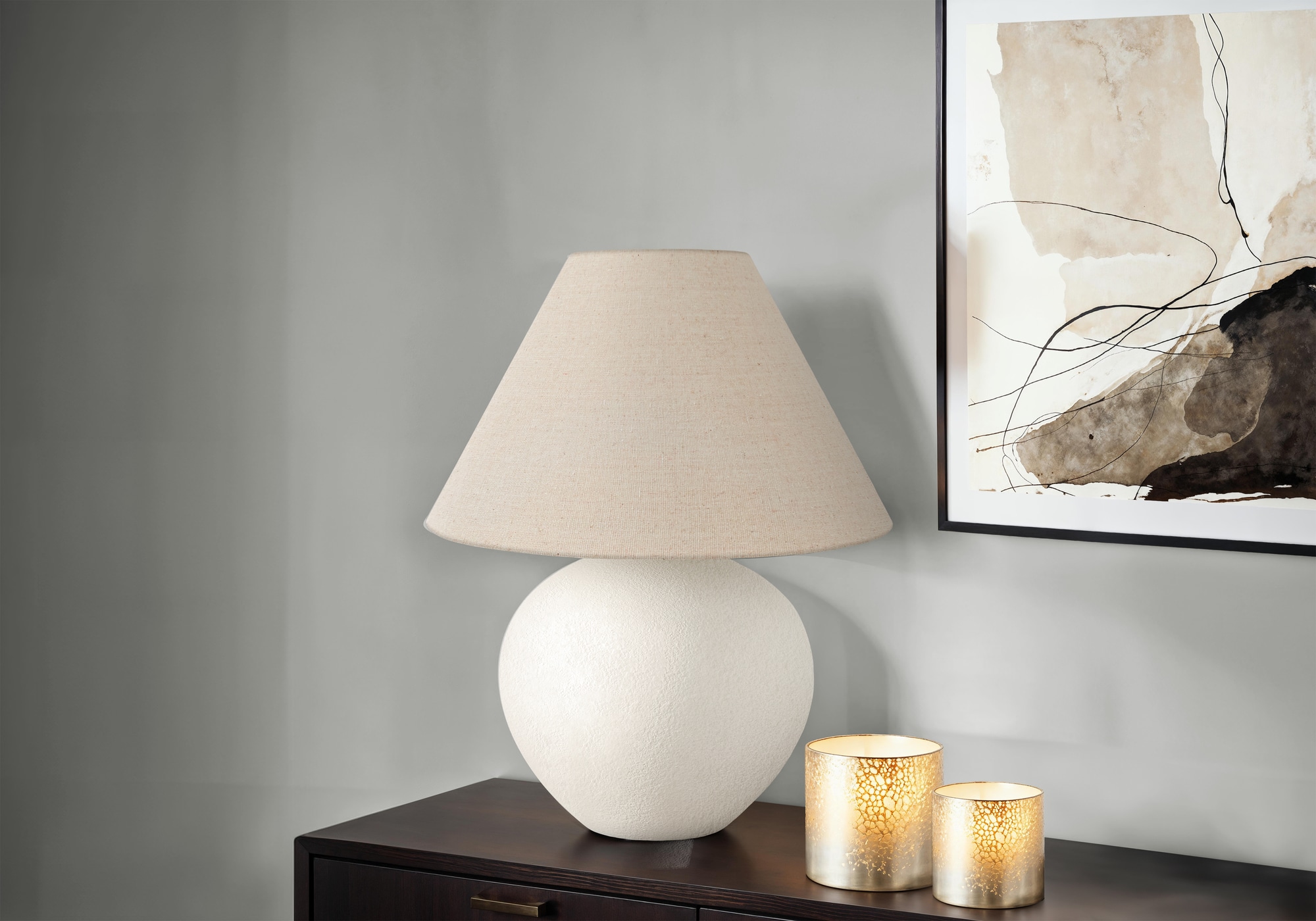 LOVMOR SF-H-B2710P220095 Lighting 16inh Table Lamp Cream Shade Cream Ceramic Contemporary