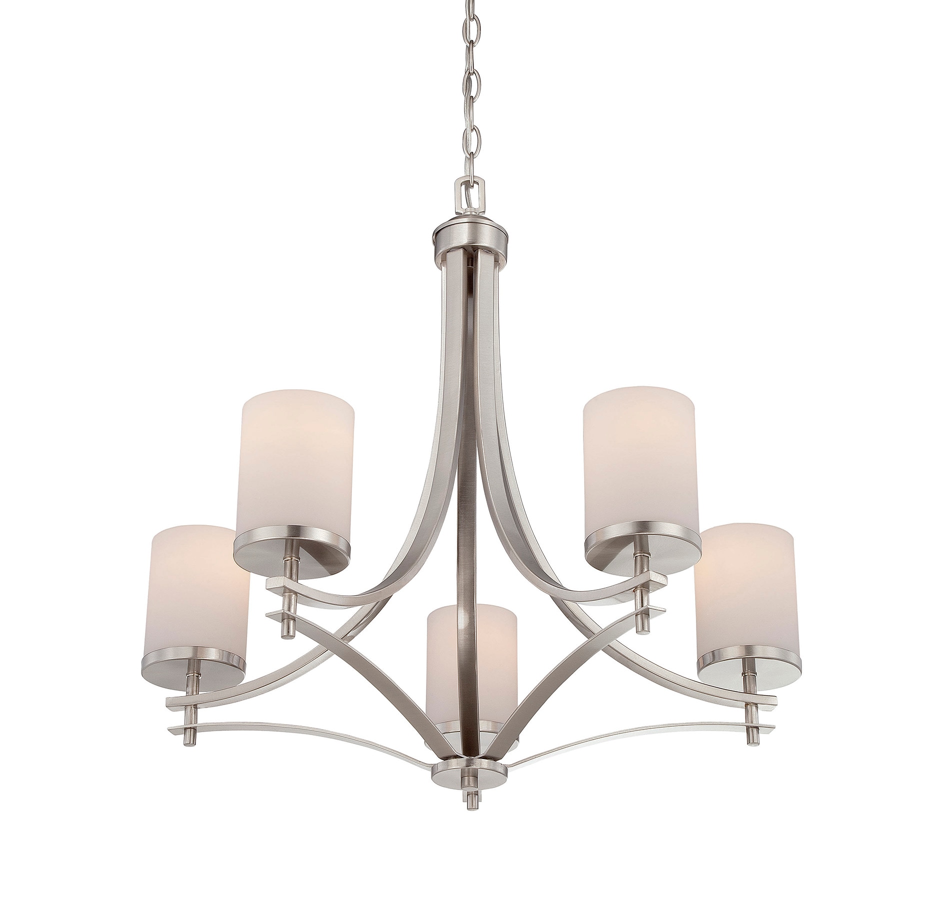 Colton Satin Nickel 5-Light Chandelier with White Opal Glass