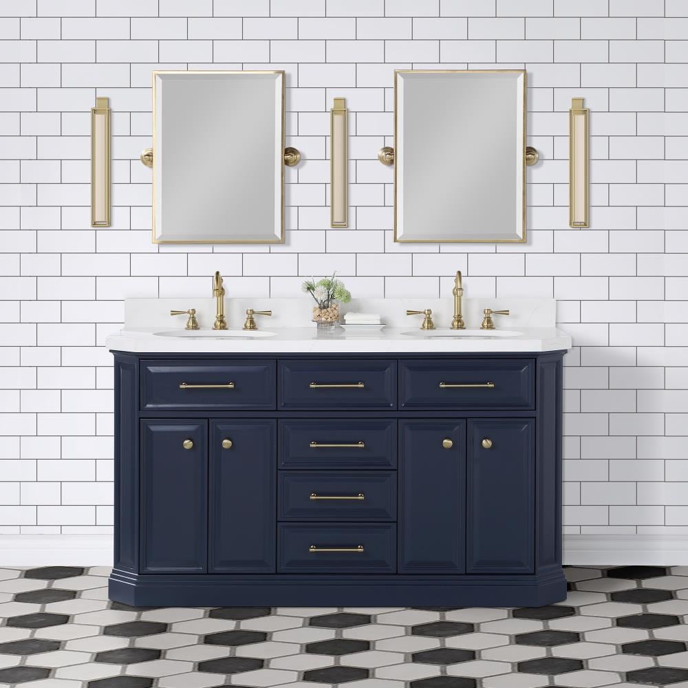 Water Creation Palace 60-in Monarch Blue Undermount Double Sink ...