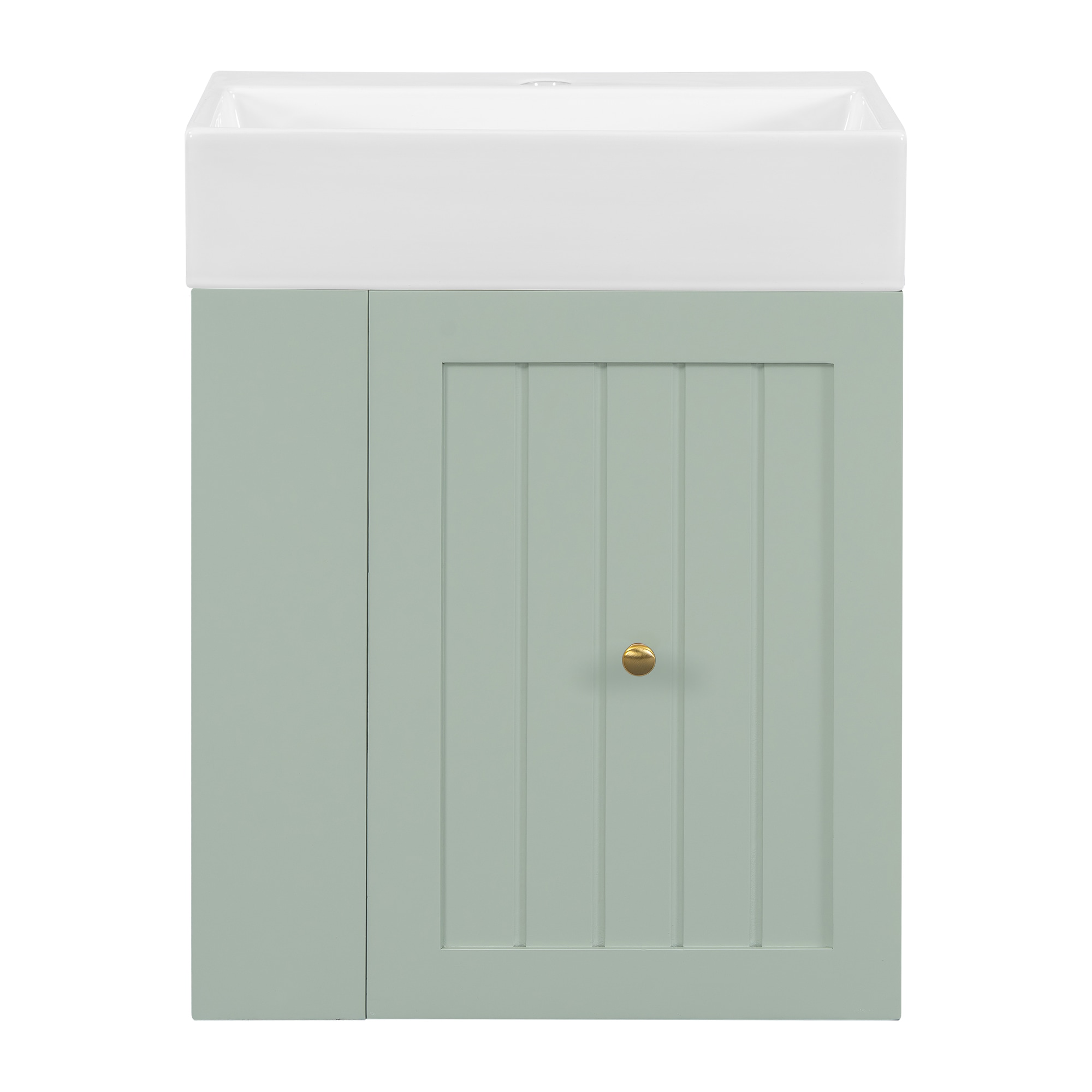 Ayelon Requires assembly 20-in Green Undermount Single Sink Bathroom Vanity with White Ceramic Top