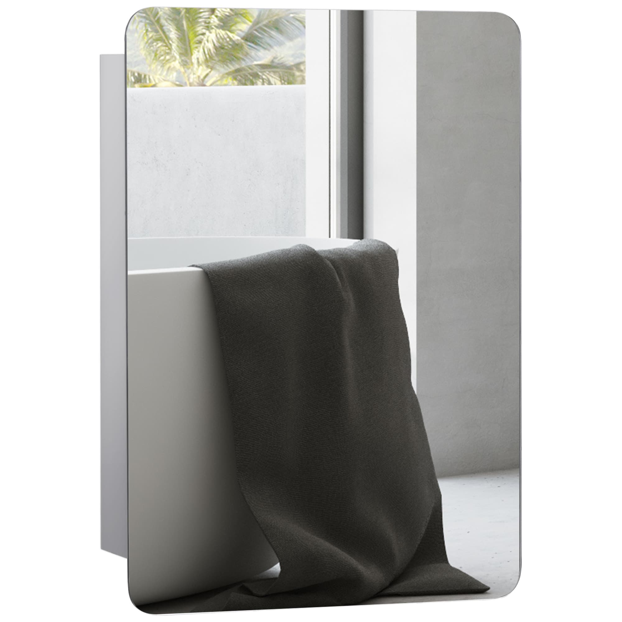 Forclover HBV-AO1215 18-in x 26-in Surface Mount Silver Mirrored Rectangle Soft Close Medicine Cabinet