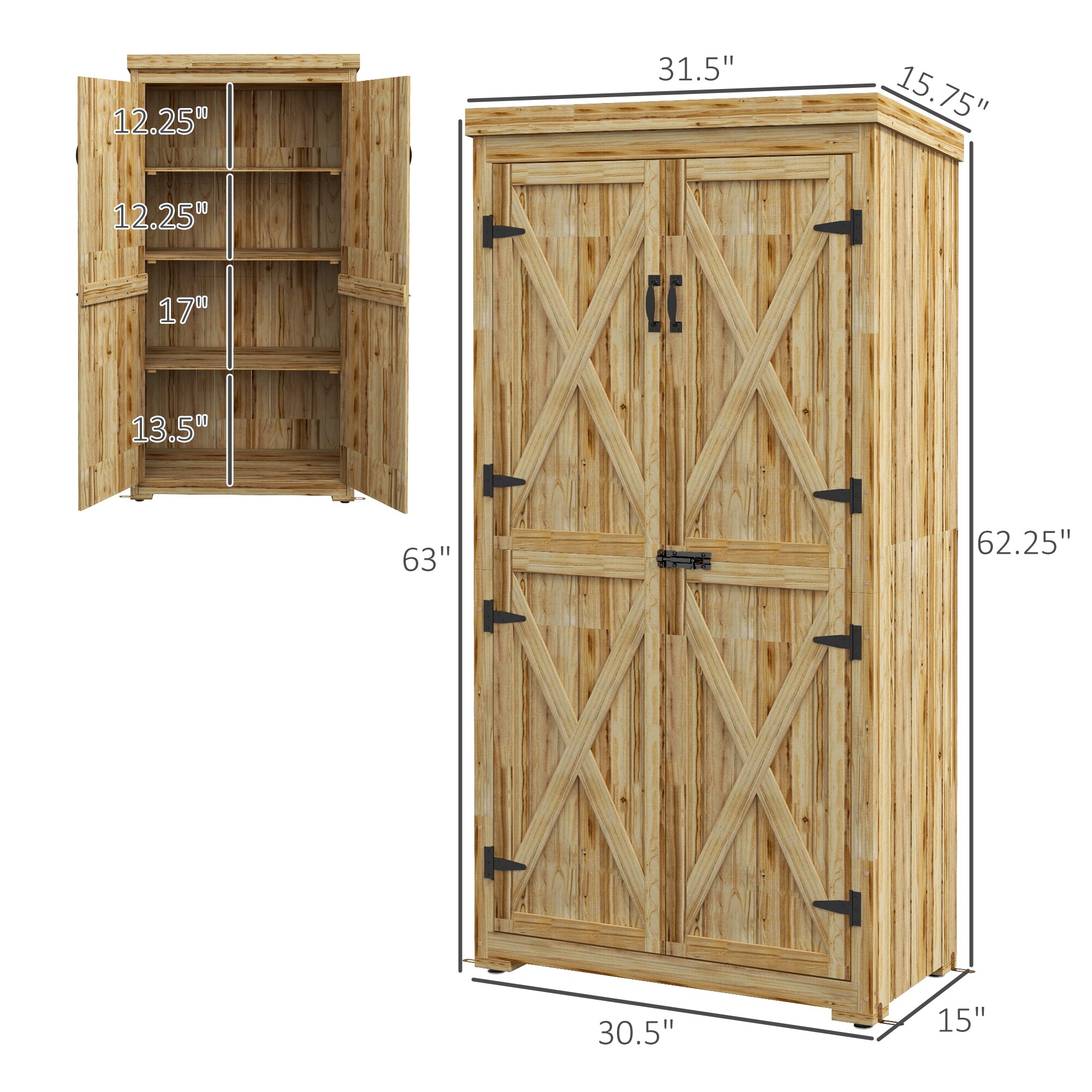 Outsunny 84H-060V00ND Wood-Storage-Buildings - View #3