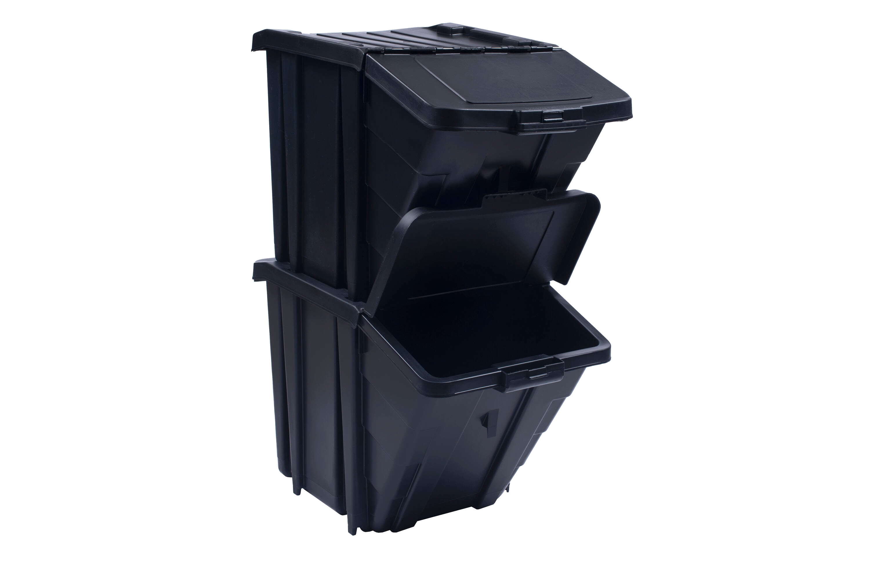 LC3-P/Black/Red Large Recycled Plastic Hinged Lid Container (710 x