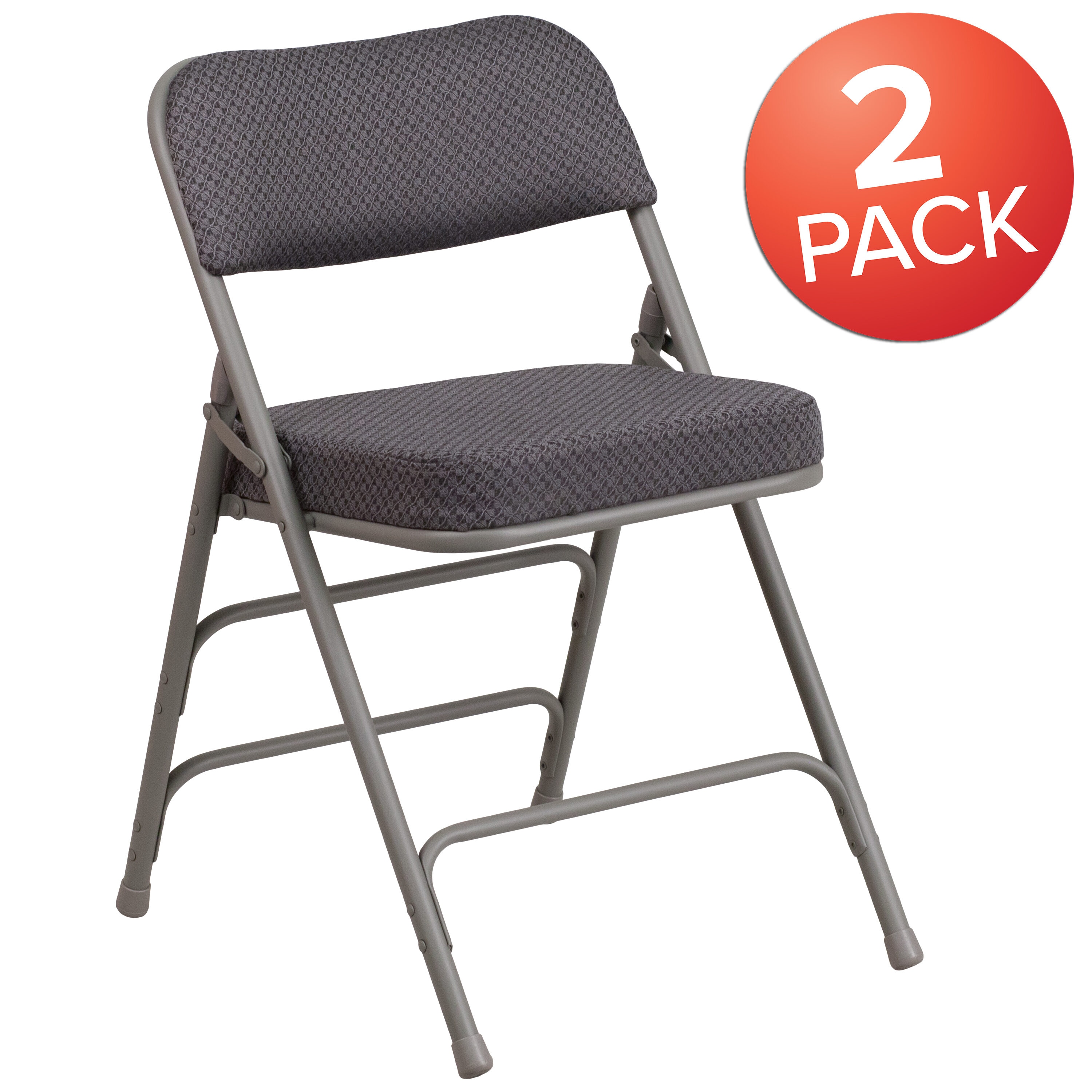 Ultra-Padded Gray Fabric Metal Folding Chair Set