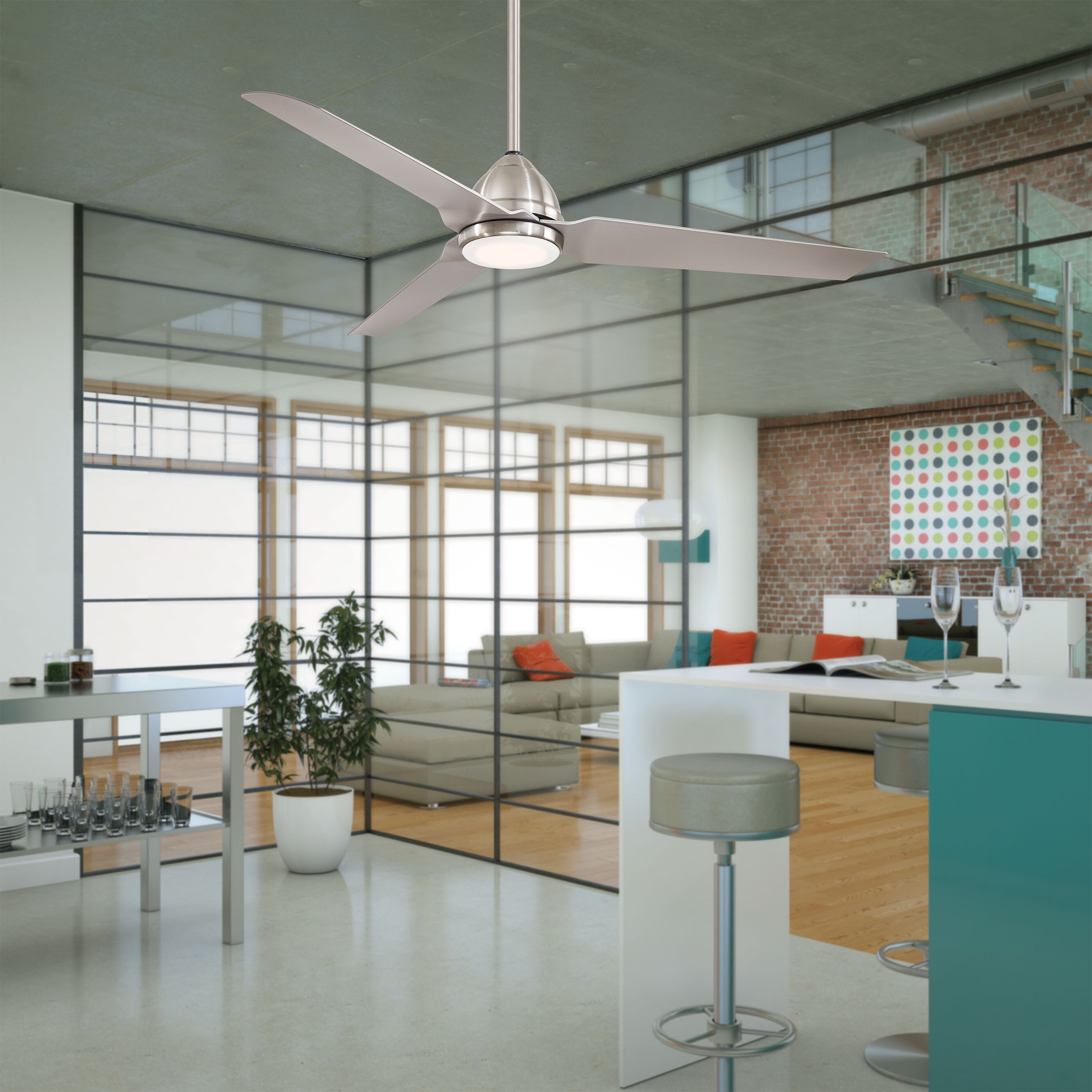 Minka Aire Java 54-in Polished Nickel LED Indoor Ceiling Fan with Light ...