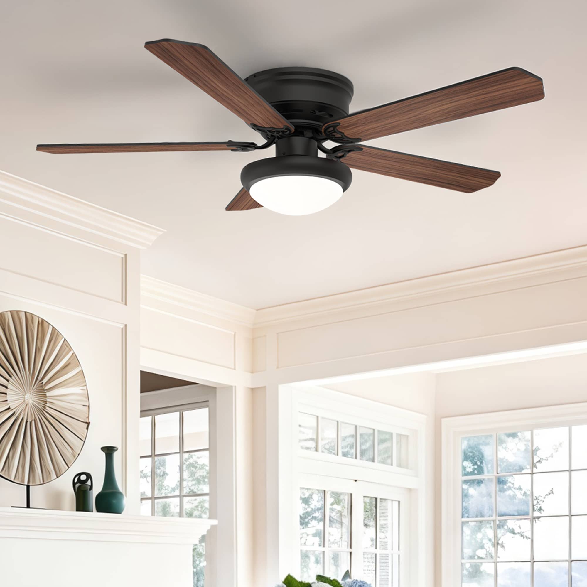 GreenEver 52 Inch Ceiling Fan with Light Black Finish Remote Control Quiet DC Motor Modern Ceiling Fan Indoor Ceiling Fan for Bedroom Living Room by GRANDJOY