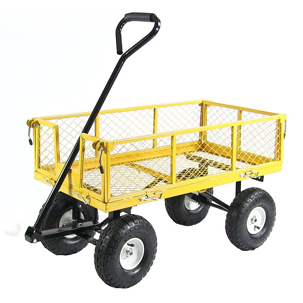 Sunnydaze Decor Yellow Steel Wagon Garden Cart With 400 Lbs. Weight 