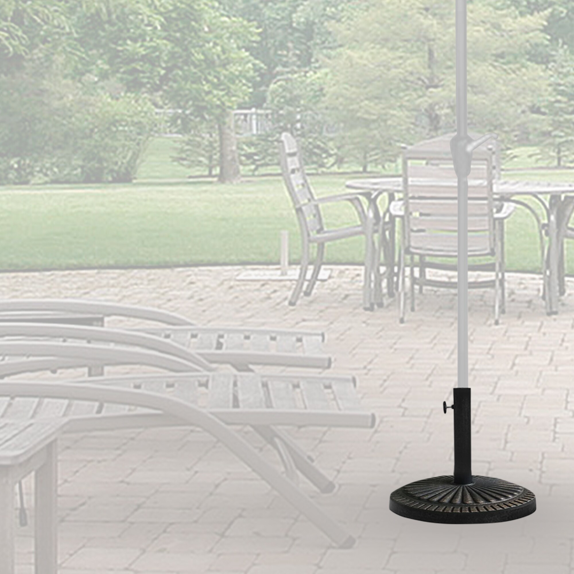 Bronze 22-Inch Round Umbrella Base with Composite Materials