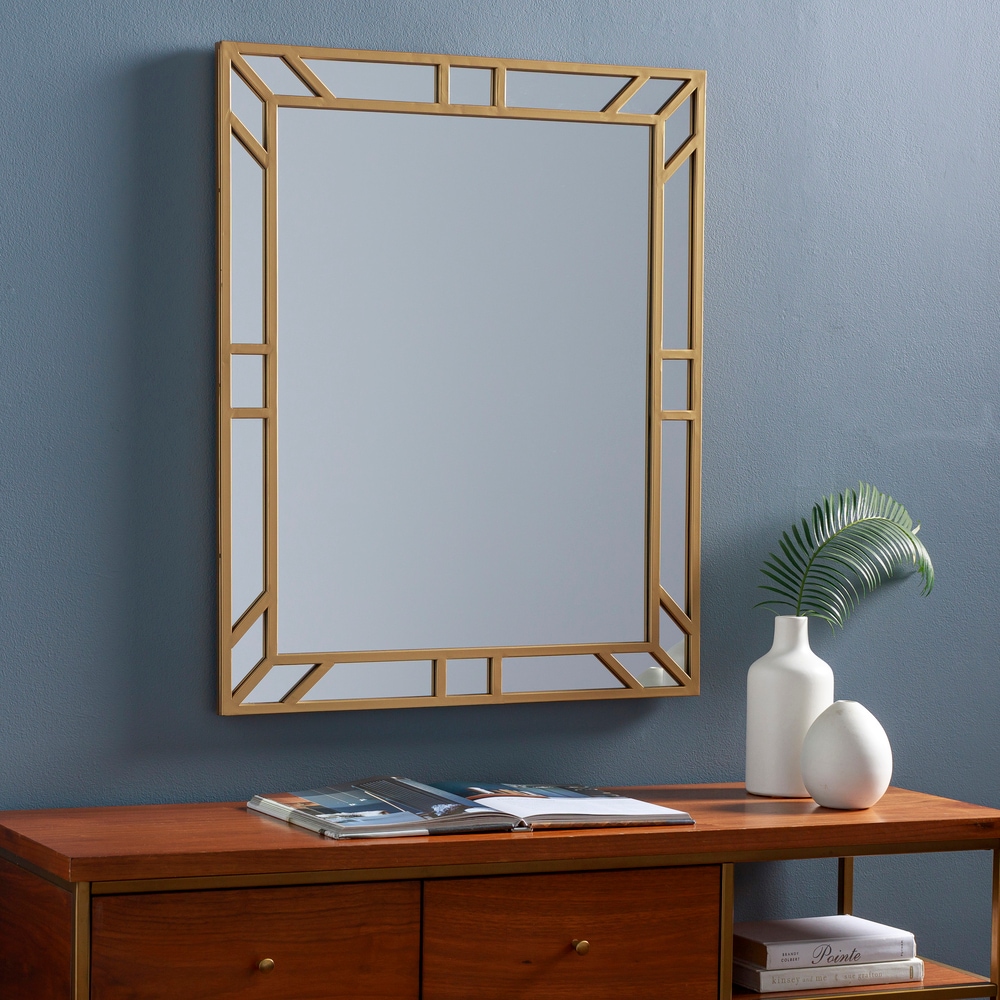 Surya 31-in W x 36-in H Gold Framed Wall Mirror VEI001-2632 at Lowes.com