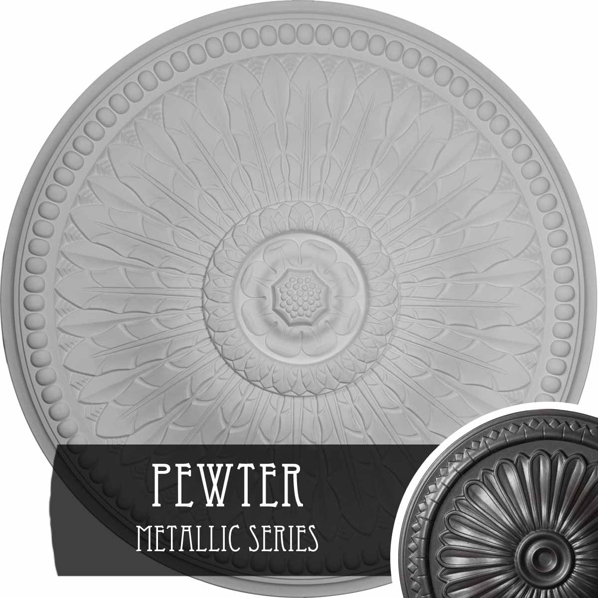 Ekena Millwork CM42SPPES Springtime 42.5-in W x 42.5-in L Painted Pewter Polyurethane Whole Ceiling Medallion