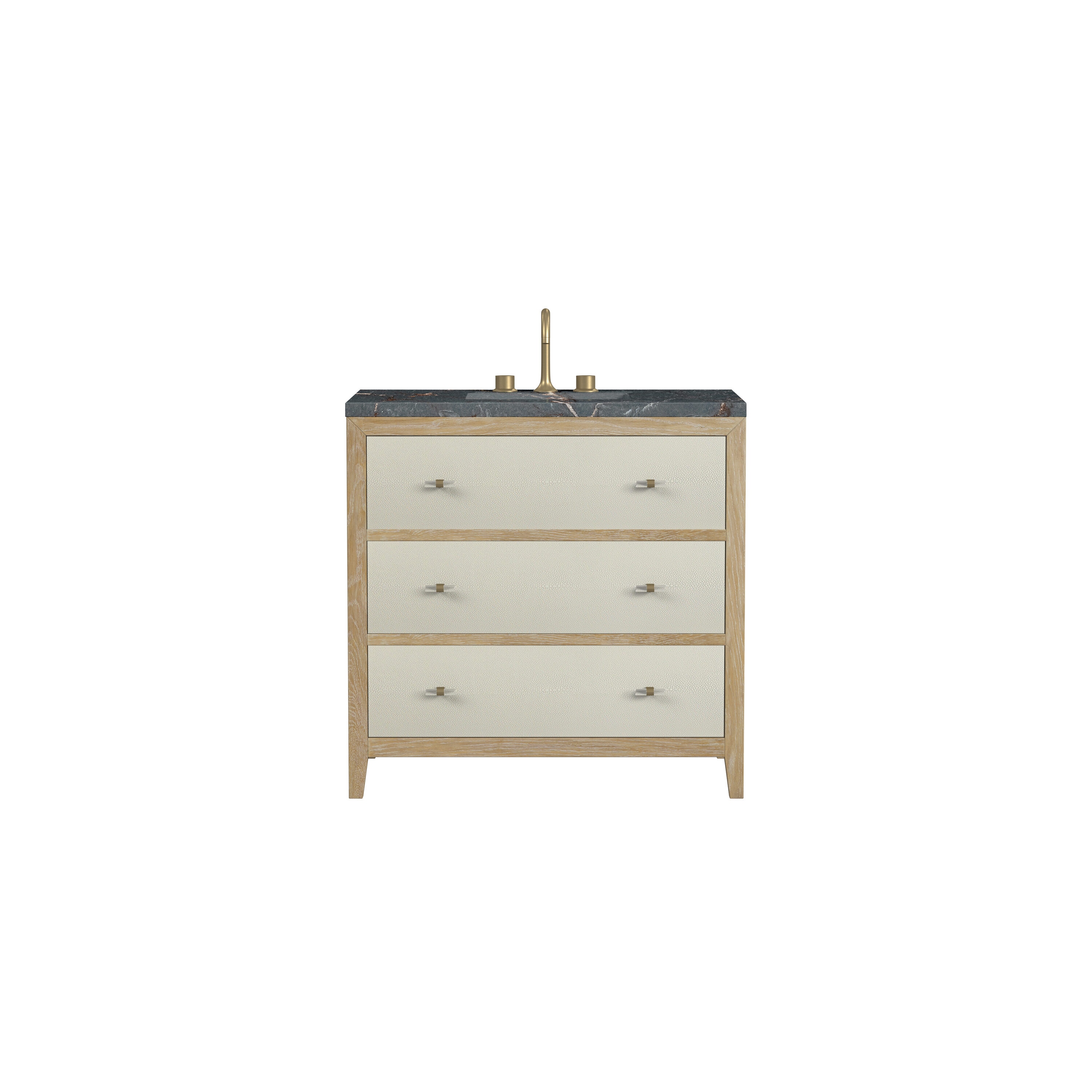 James Martin Vanities D604-V36-SHG-3PBL Celeste 36-in Sunwashed Oak with Embossed Shagreen Drawer Fronts Undermount Single Sink Bathroom Vanity with Parisien Bleu Quartz Top