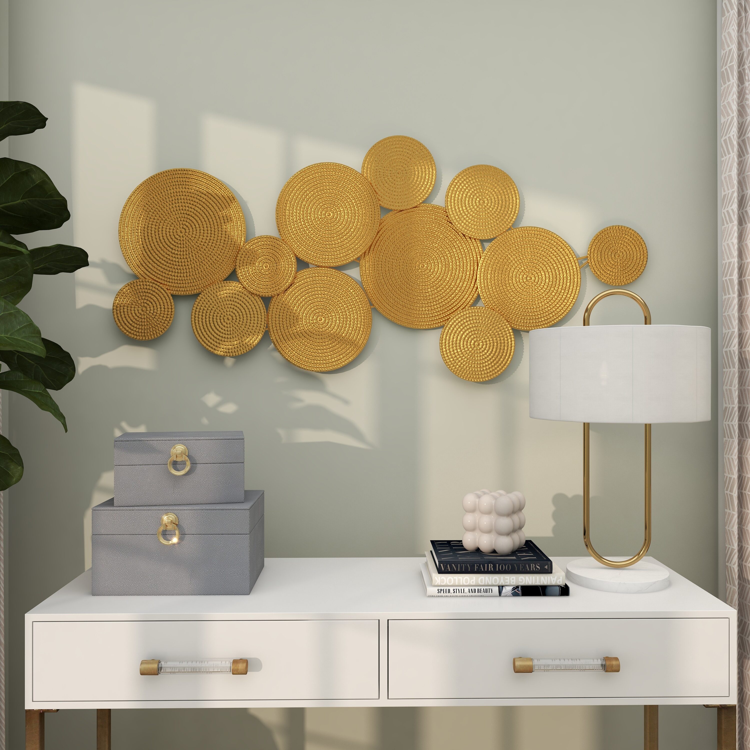 Gold Circular Iron Bohemian Wall Sculpture