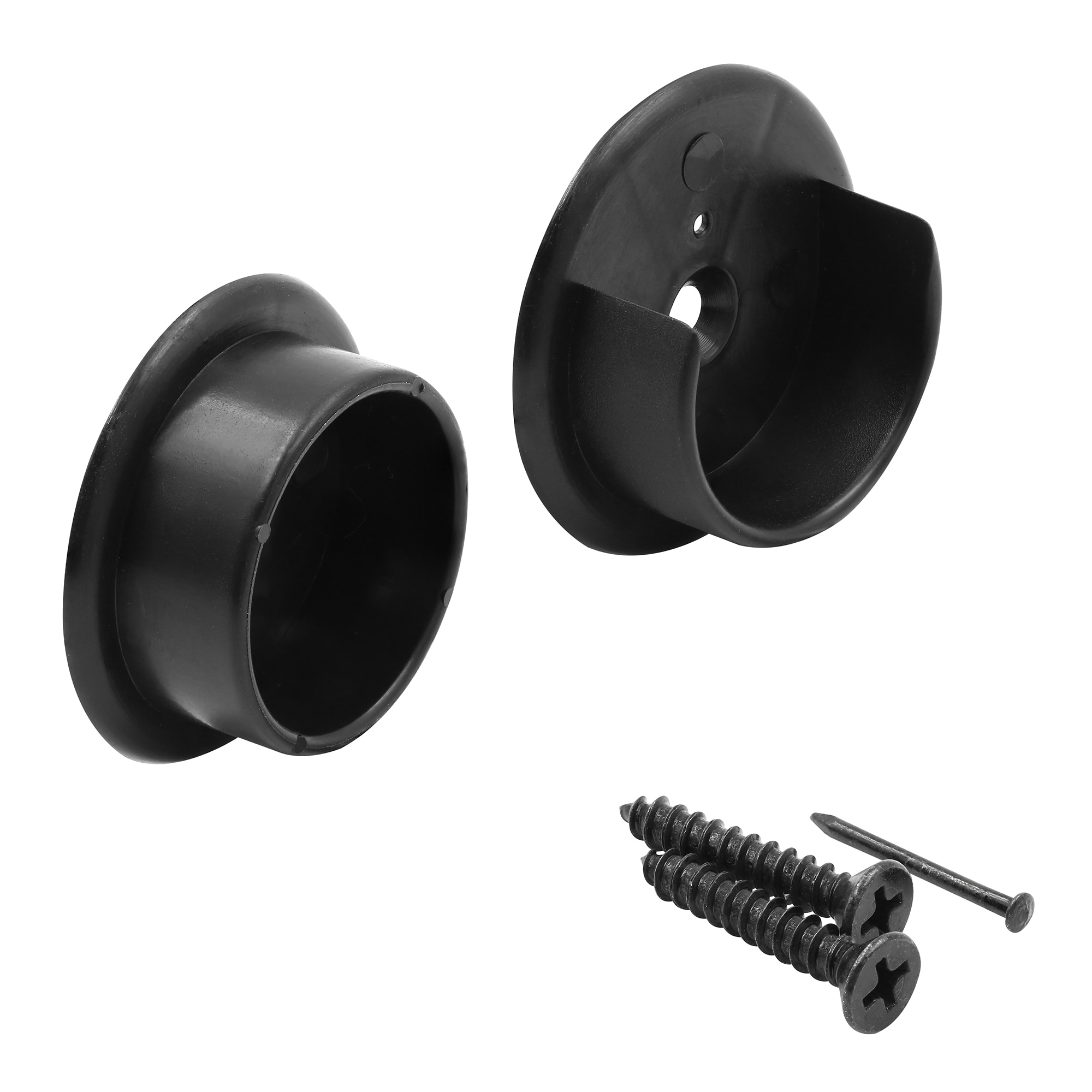 Prime-Line N 65688 1-3/8-in Black Plastic Fixed Mount Rod Support/End Caps