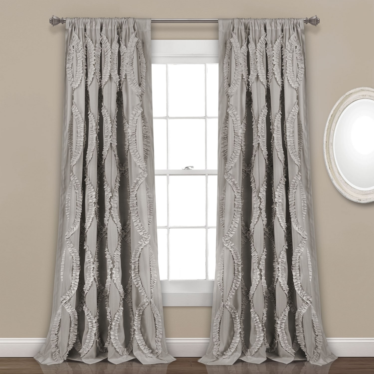 Lush Decor 16T003669 84-Inches Light Gray Rod pocket Single curtain panel