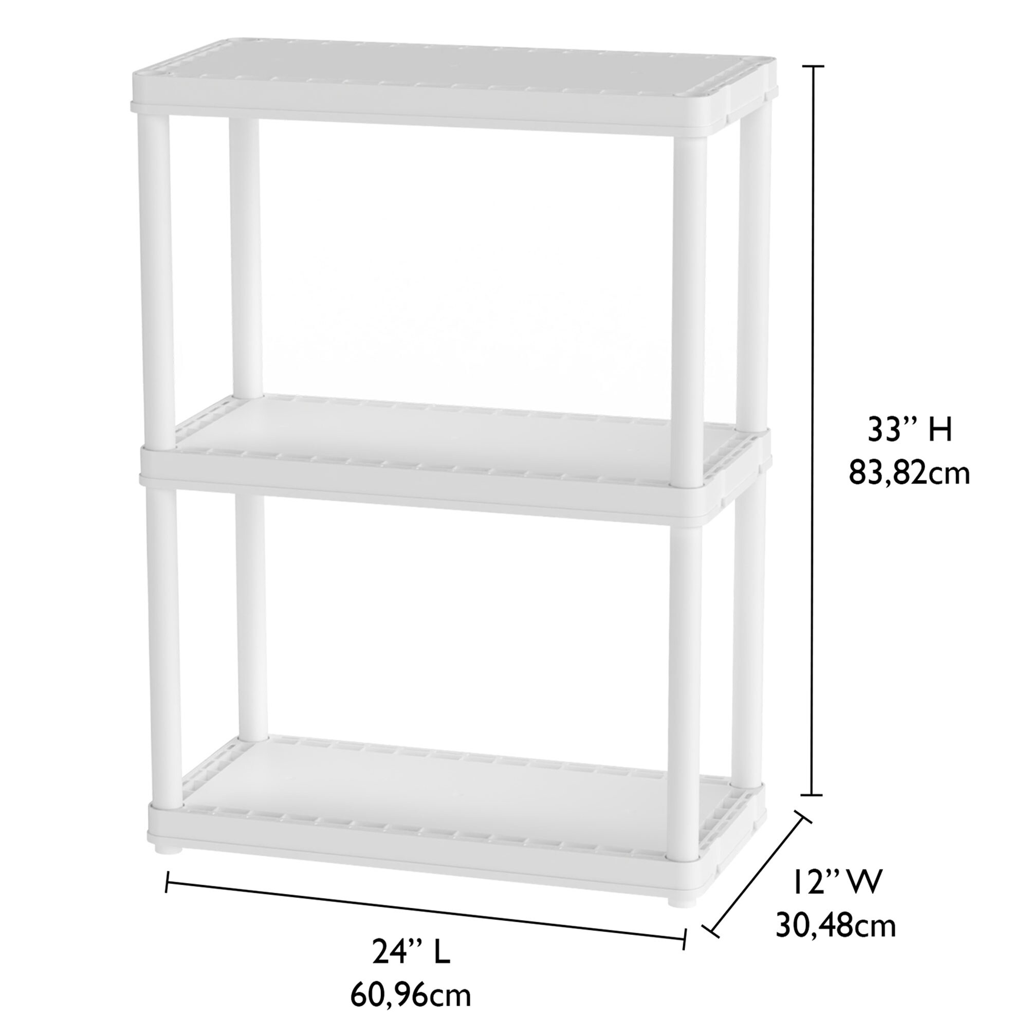 Gracious Living Resin 3-Tier Utility Shelving Unit (3.7-in W x 24.1-in ...