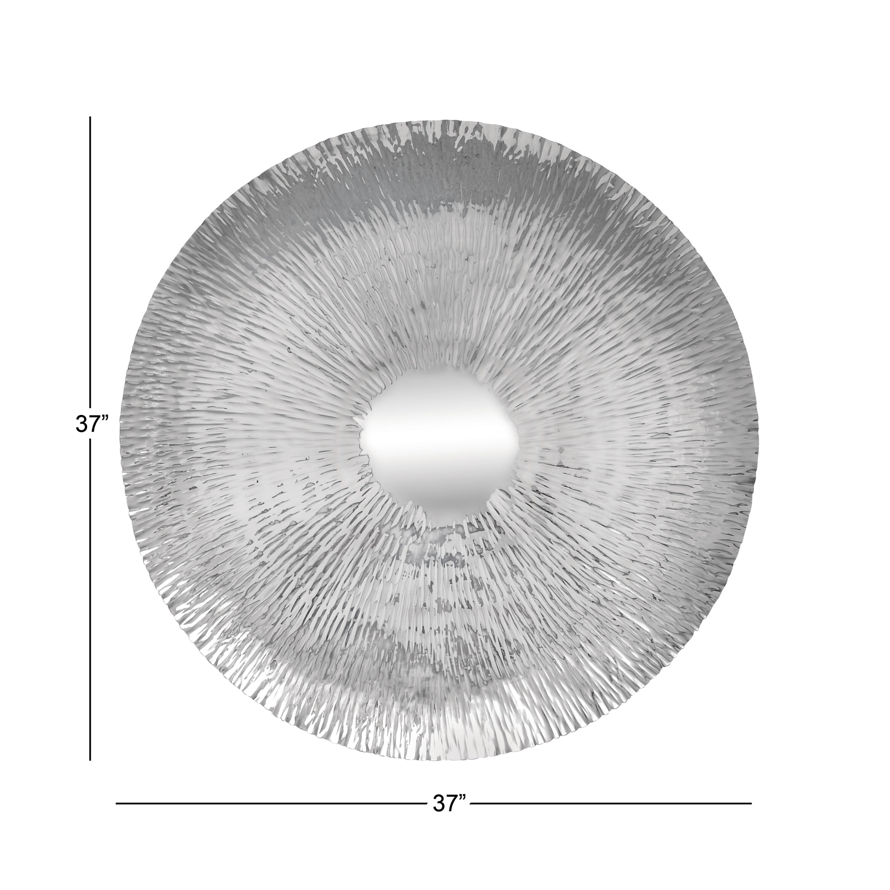 Silver Stainless Steel Circular Wall Sculpture with Hammered Design