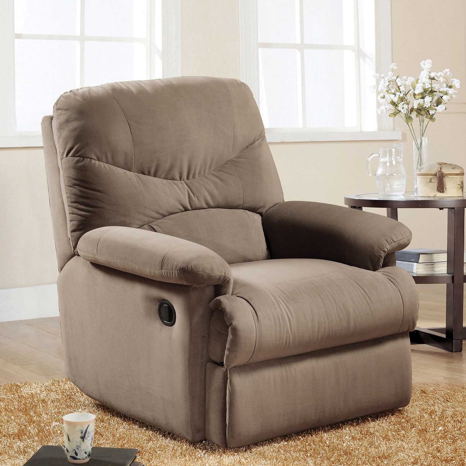 Mondawe MO-UB56679 Brown Microfiber Upholstered Tufted Recliner