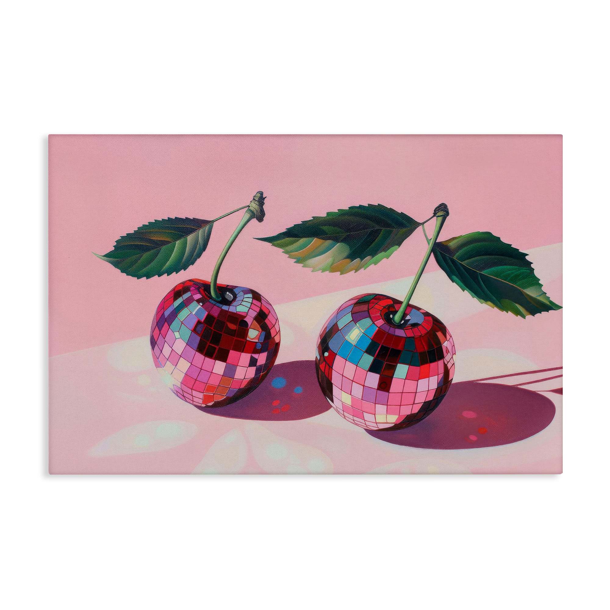 Stupell Industries BT-637-CN-30X45 Disco Ball Cherry Pair Canvas Wall Art By LSR Creative Studio 45 x 30