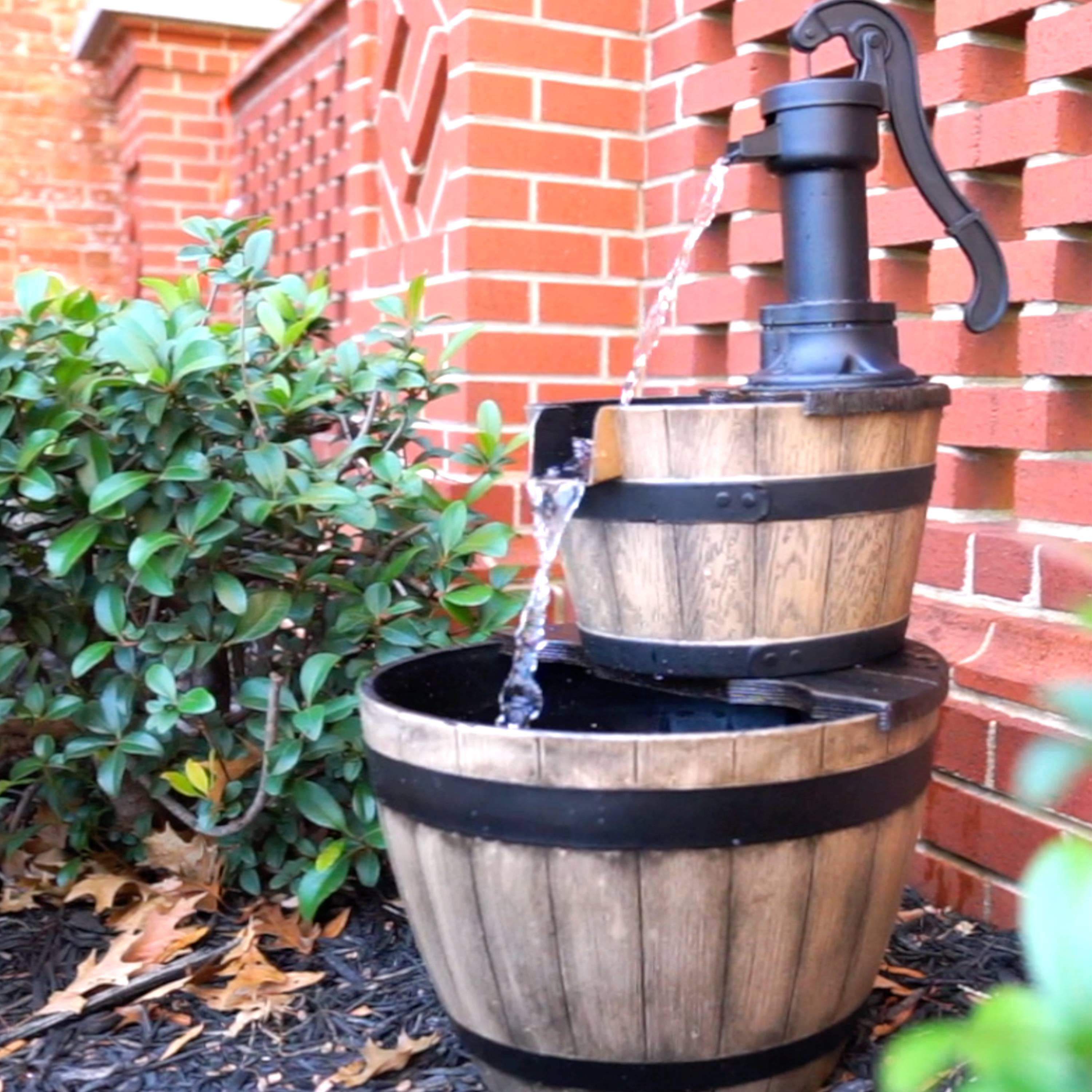 Garden Treasures 27.8-in H Resin Tiered Outdoor Fountain Pump Included ...