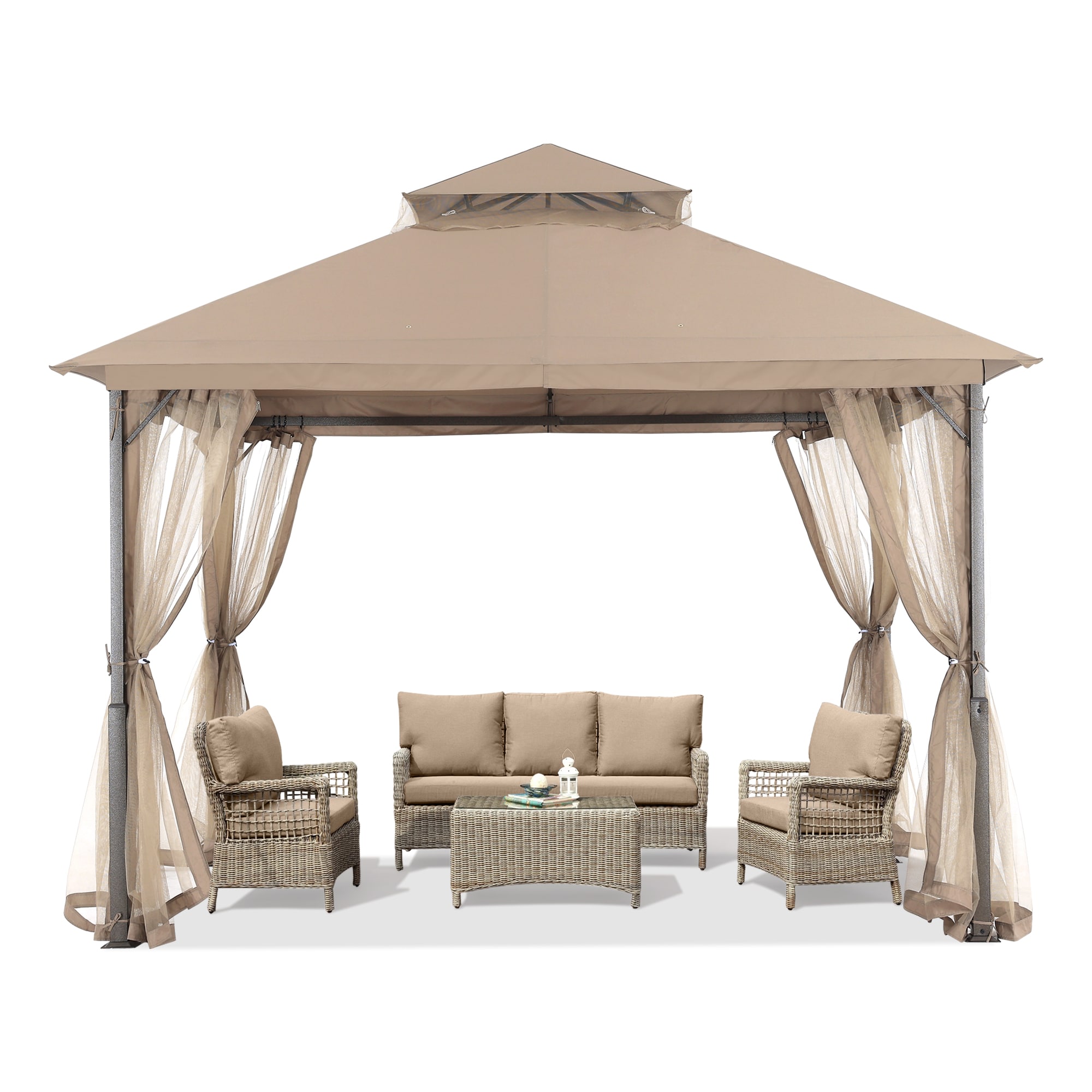 ABCCANOPY GHG-1111DPNT-KHAKI Wood-Resin-Gazebos - View #4