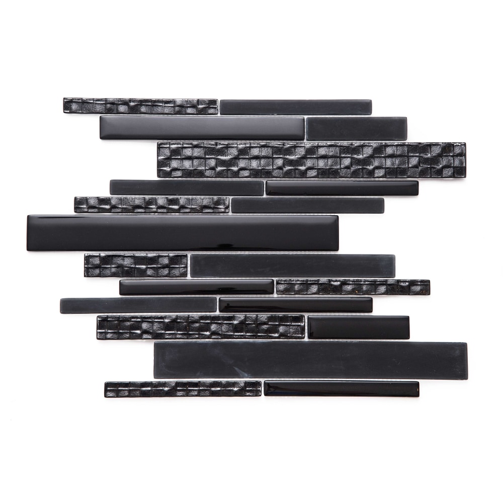 Karma Black 12x12 Textured Glass Mosaic Wall Tile