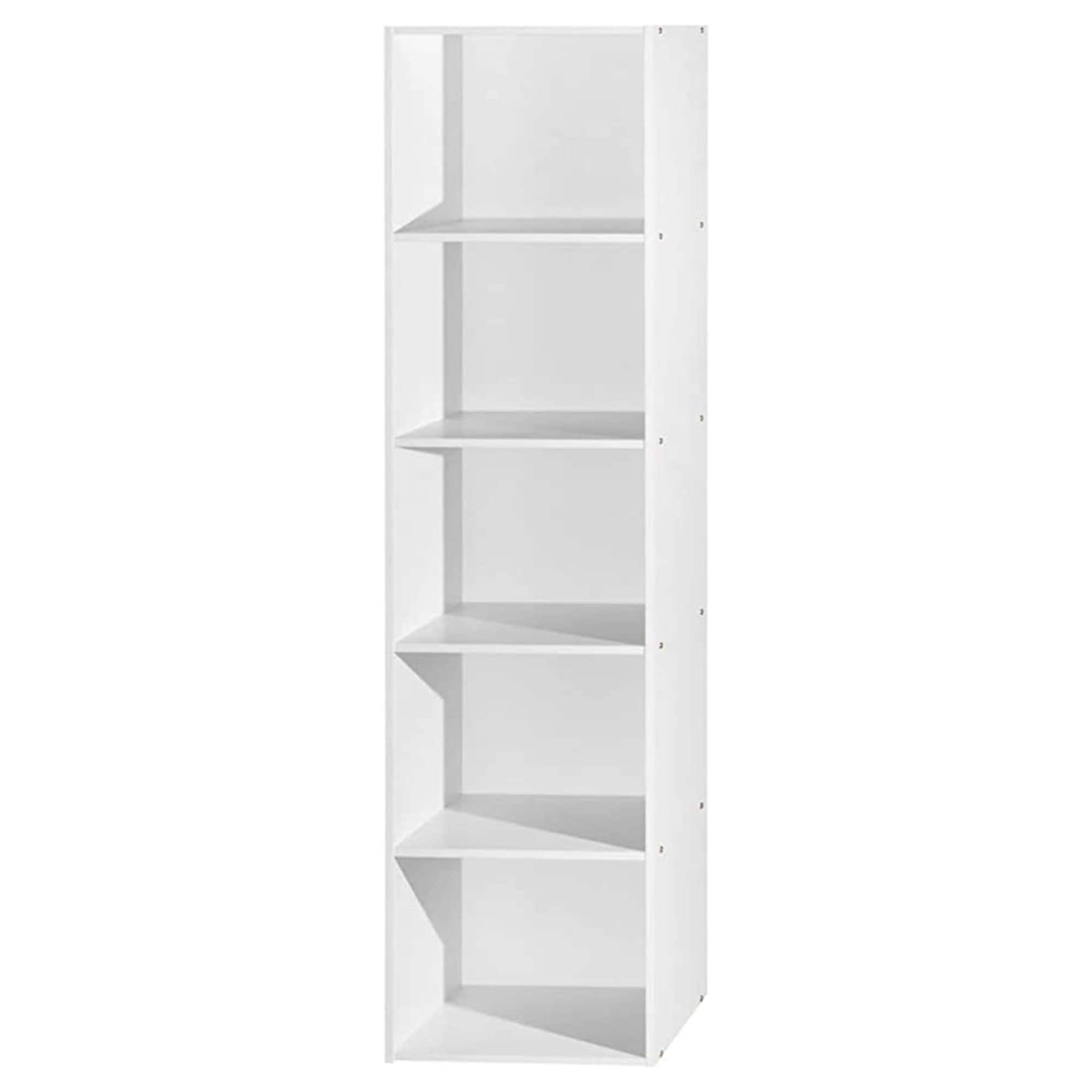 Hodedah 304305 White Wood 5 -Shelf Bookcase ( 15.9-in W x 59.1-in H x 11.8-in D ) Painted