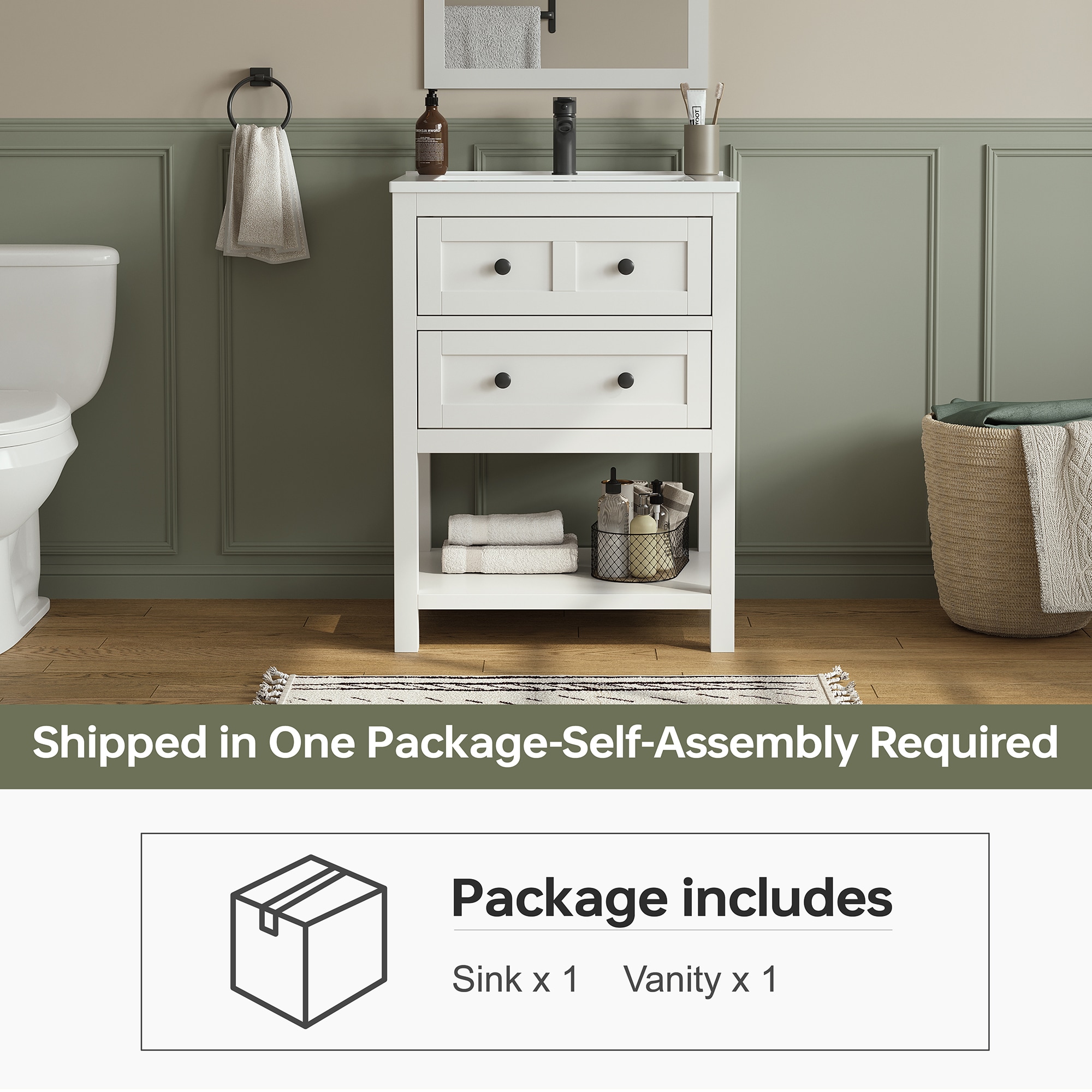 DELUXE LIVING V24032KD-24WT Bath-Vanity-Combo - View #6