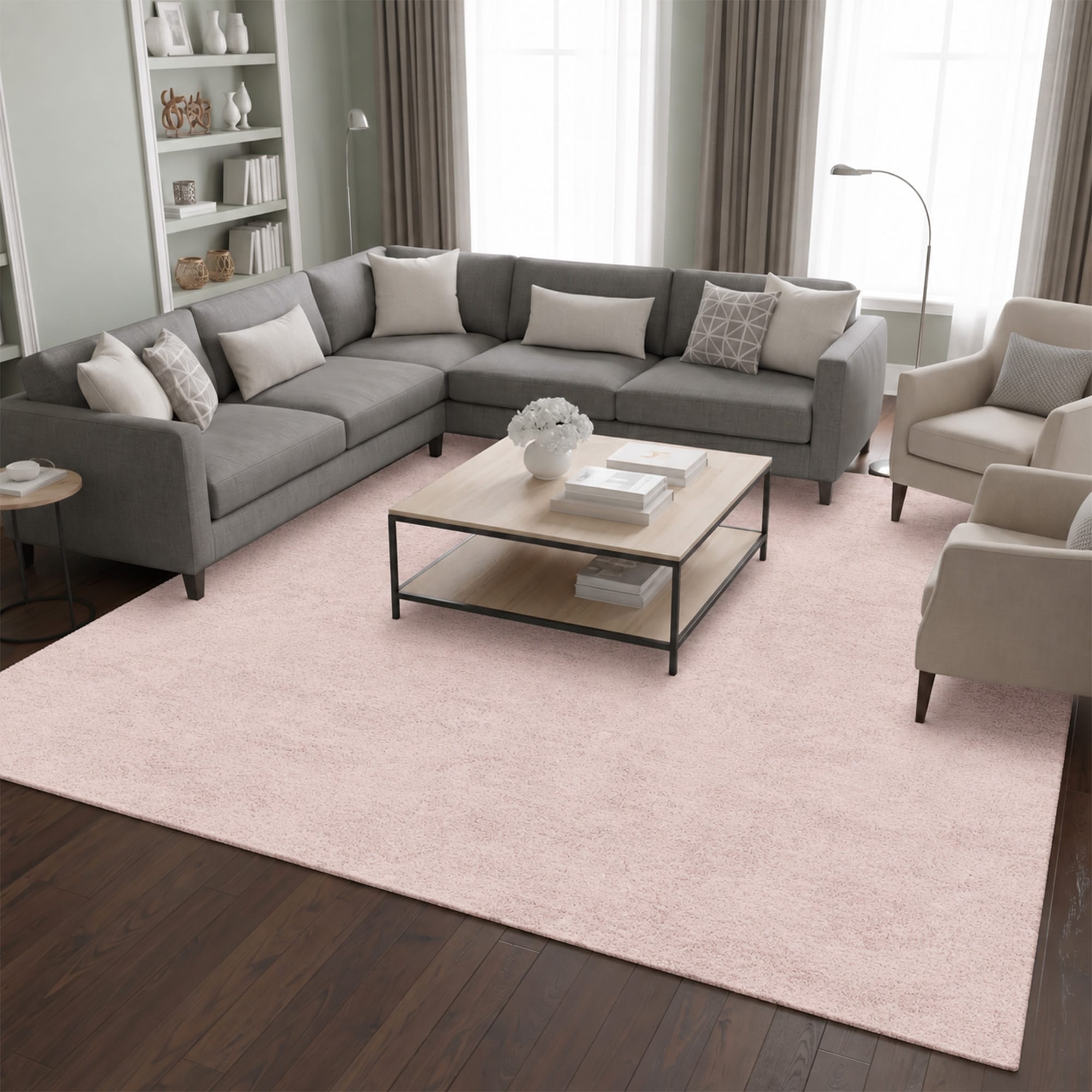 Ottomanson 7.8-ft x 23-ft Soft Pink Shag Indoor Solid Area Rug at Lowes.com