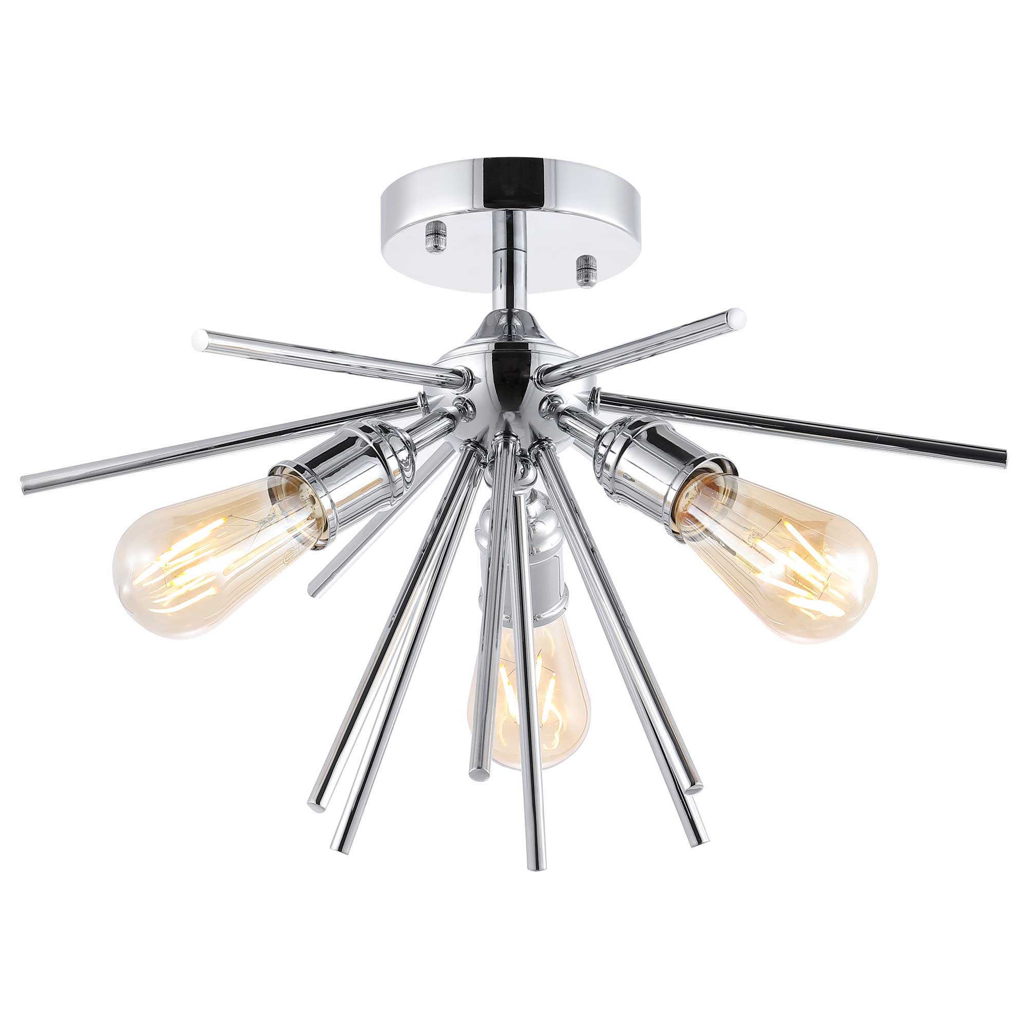 GETLEDEL FX-0312CH 3 -Light 17-in Chrome Semi Flush Mount Light