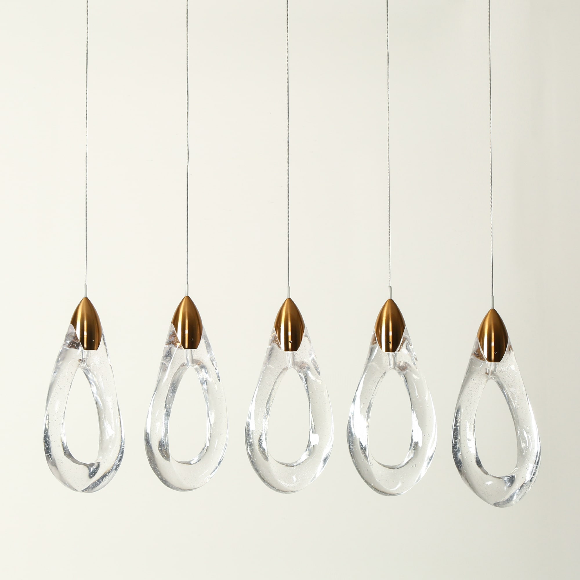 Gold and Clear Resin 5-Light LED Kitchen Island Chandelier