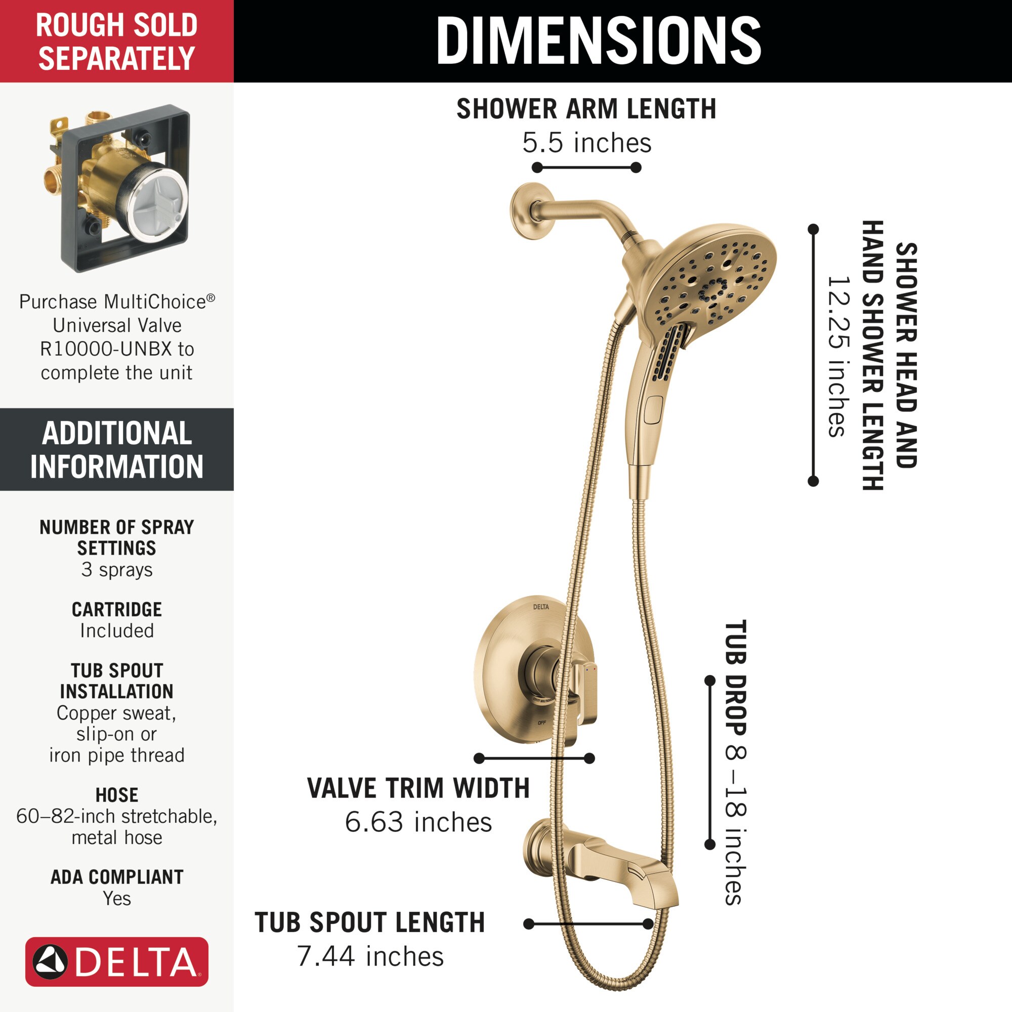 Delta T17489-CZ-PR Tub-Shower-Faucets - View #4