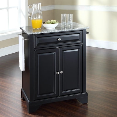 Crosley Furniture Black Composite Base, Crosley Kitchen Cart With Stainless Steel Top