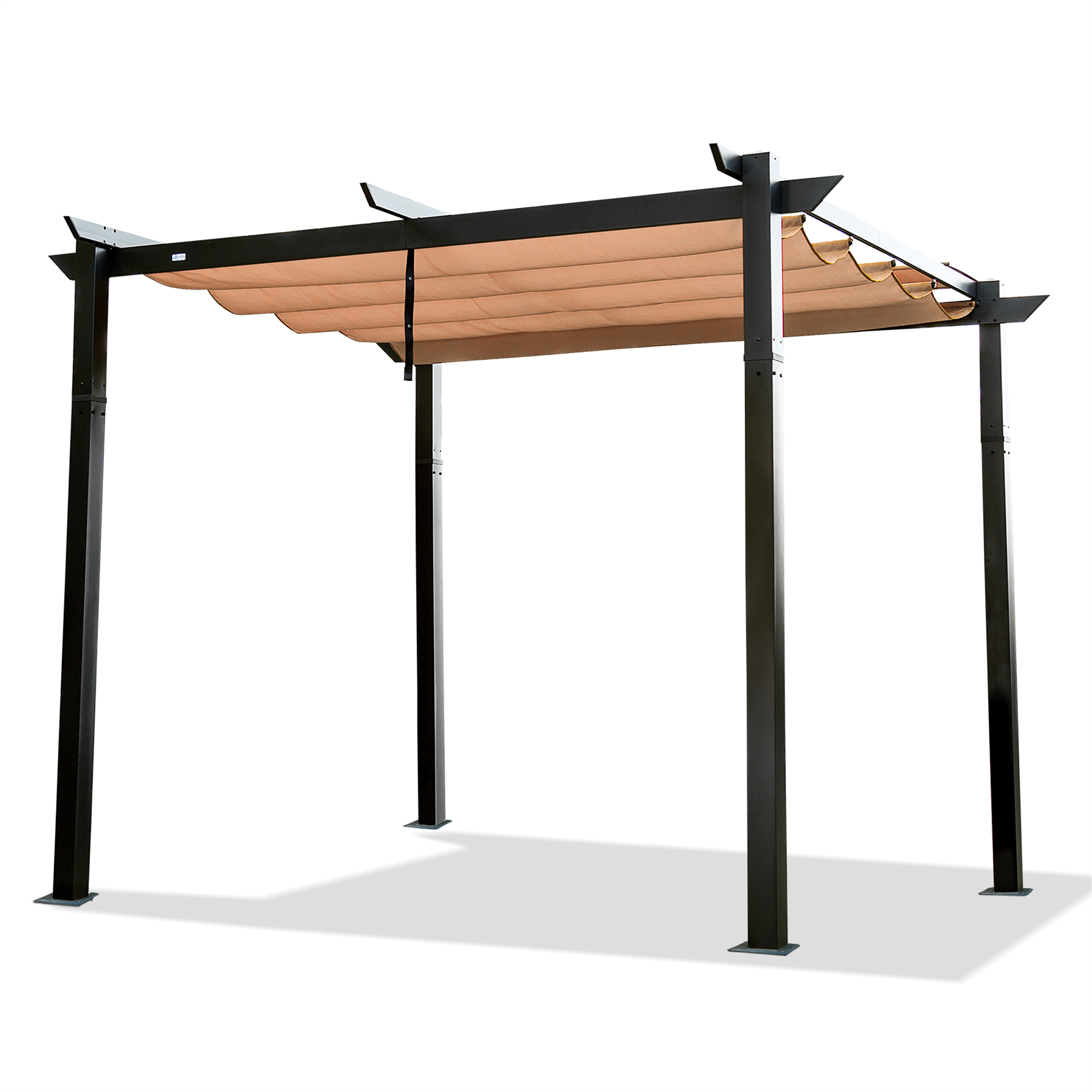 Kahomvis CREFISE-QP109-167 Retractable Pergola 10-ft W x 10-ft L x 7-ft 8-in H Dark Gray Metal Freestanding Pergola with Canopy