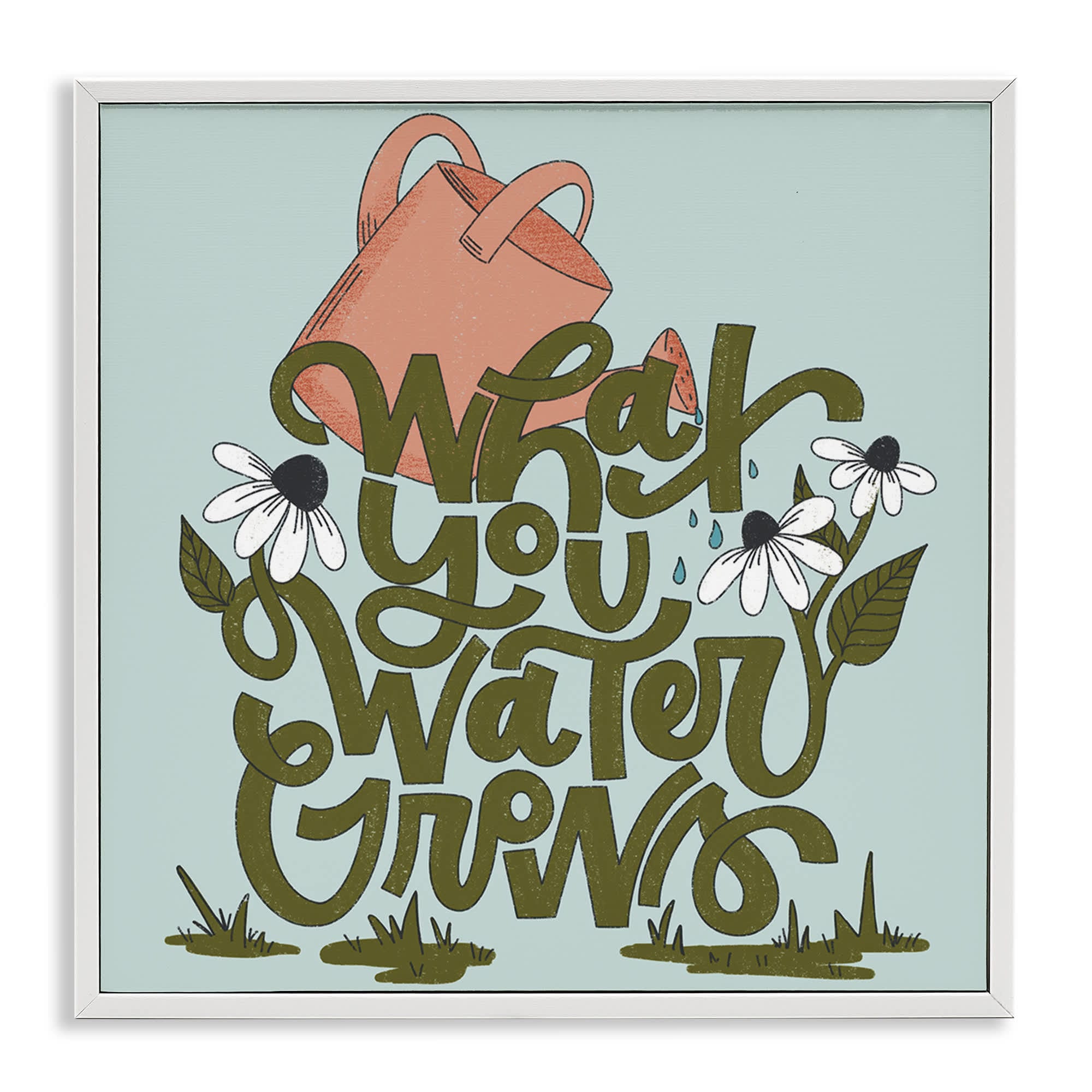 Stupell Industries BT-431-WFR-12X12 What You Water Grows Framed Giclee design by Sarah Hickman