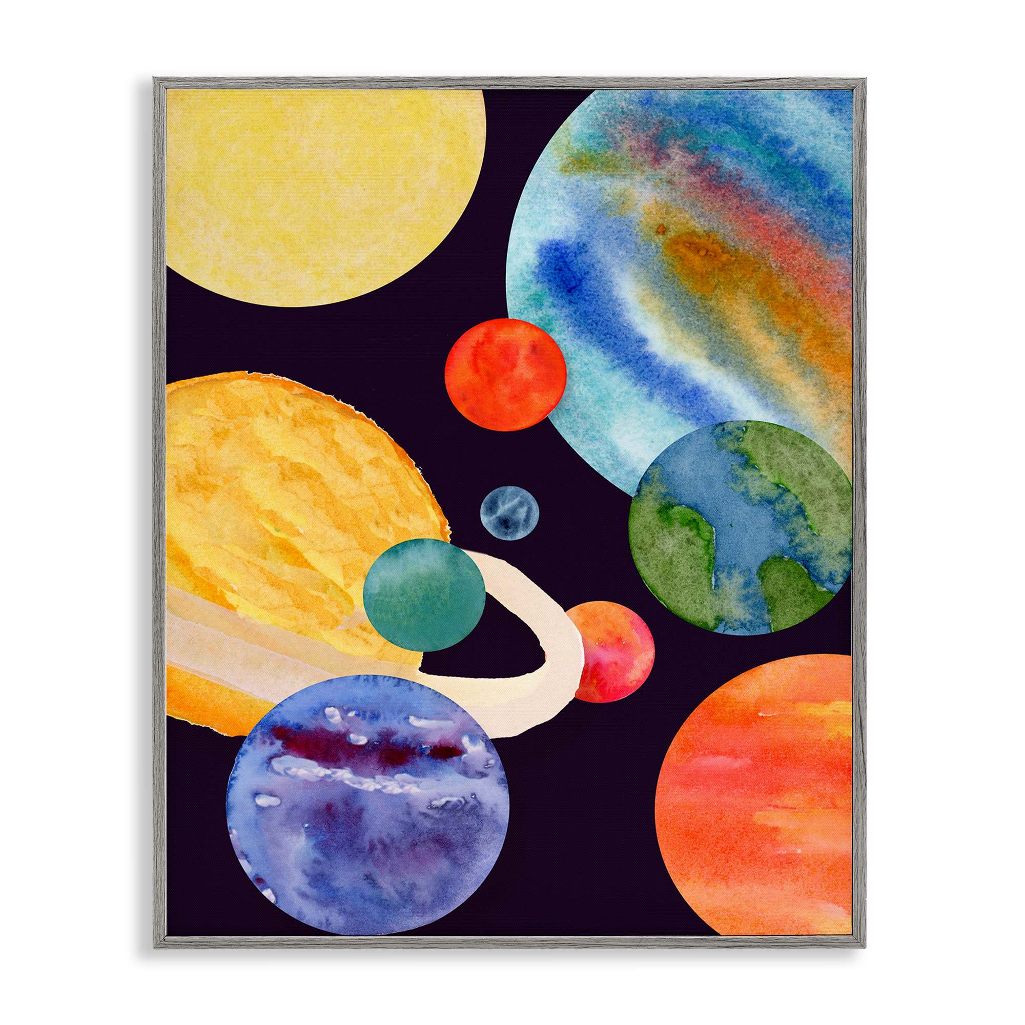 Stupell Industries BS-043-GFF-16X20 Planetary Galaxy in Space Gray Framed Giclee Art By Corinne Rose Designs 16 x 20