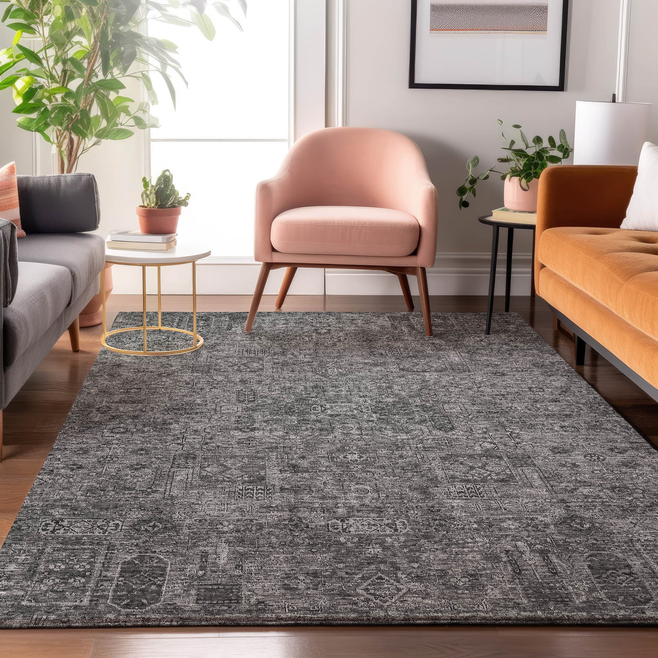 Addison Rugs AMF611CC5X8 Mayfield AMF611CC 5 x 7 (ft) Loomed Polyester Charcoal Rectangular Indoor Geometric Machine washable Area rug