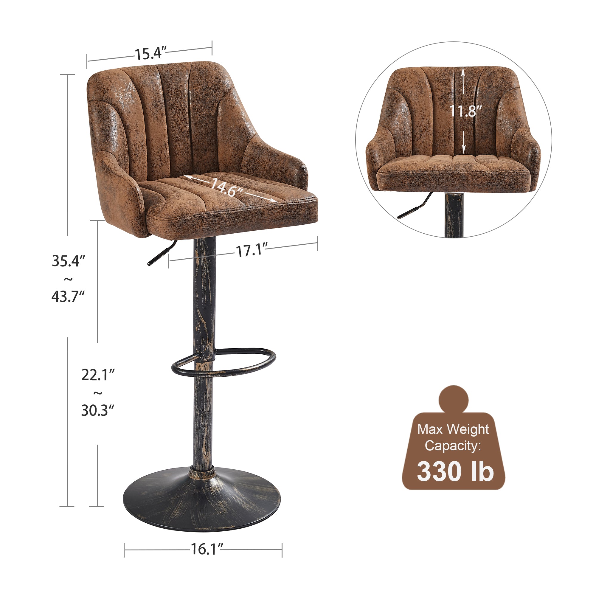 Vecelo LOE-C08-DBRN stools - View #3