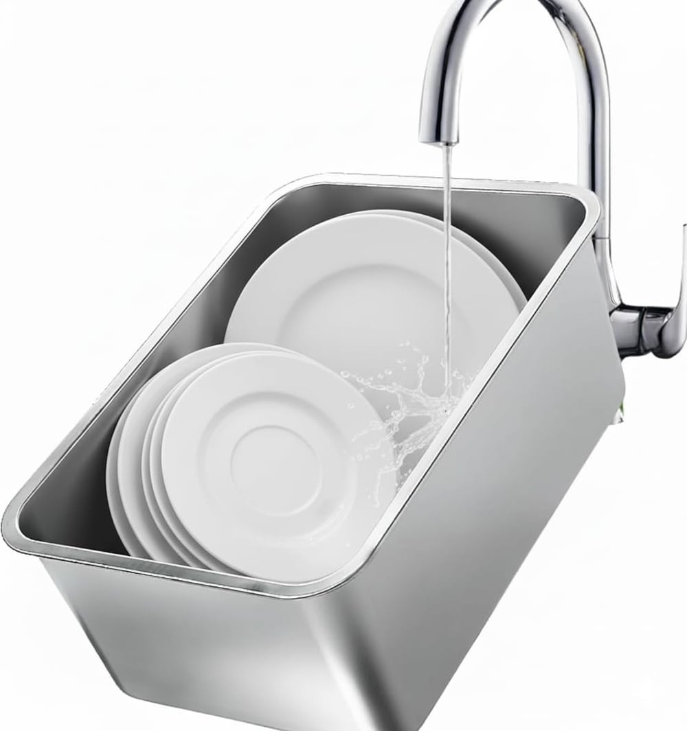 Aoibox -  18L Stainless Steel Dishpan Basin with Flat Base 15 74 in x 11 8 in x 5 9 in Rust Resis...