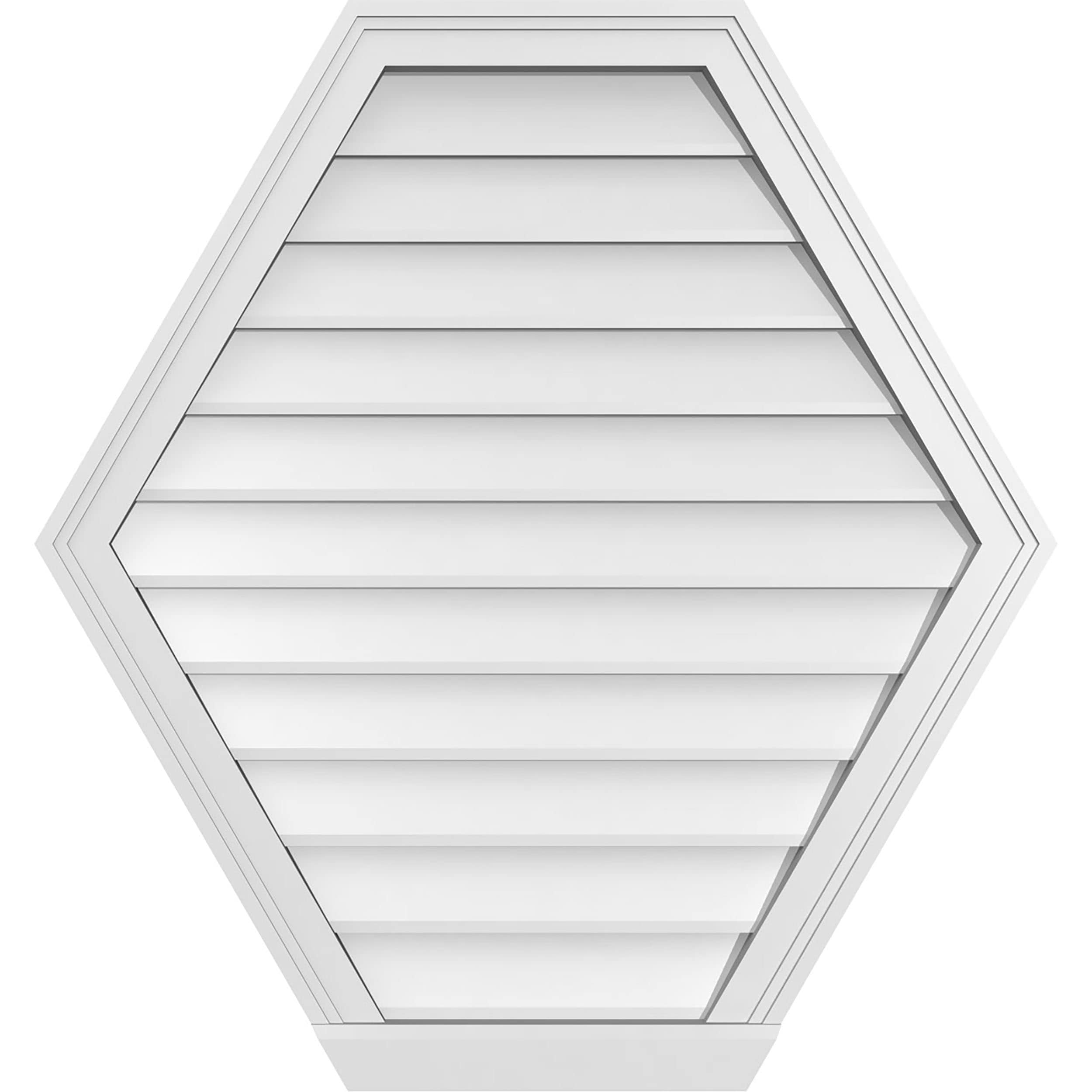 Ekena Millwork GVPHP32X3403SN 32-Inches x 34-Inches Off-white Peaked PVC Gable Louver Vent