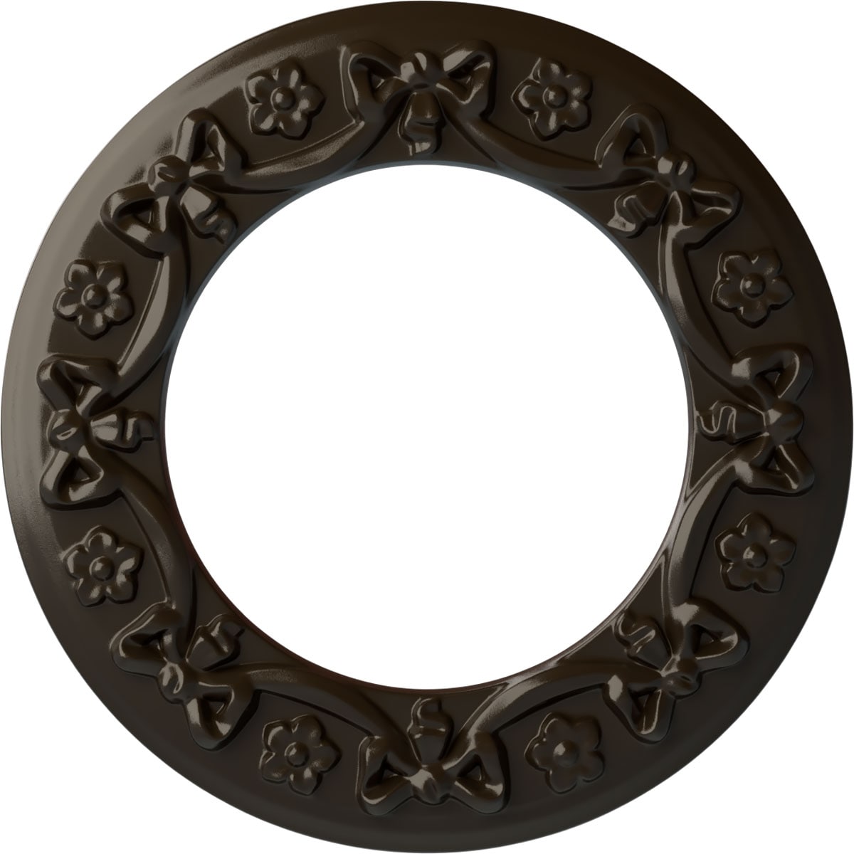 Ekena Millwork CM12RISHF Ribbon with Bow 12.25-in W x 12.25-in L Painted Stone Hearth Polyurethane Whole Ceiling Medallion