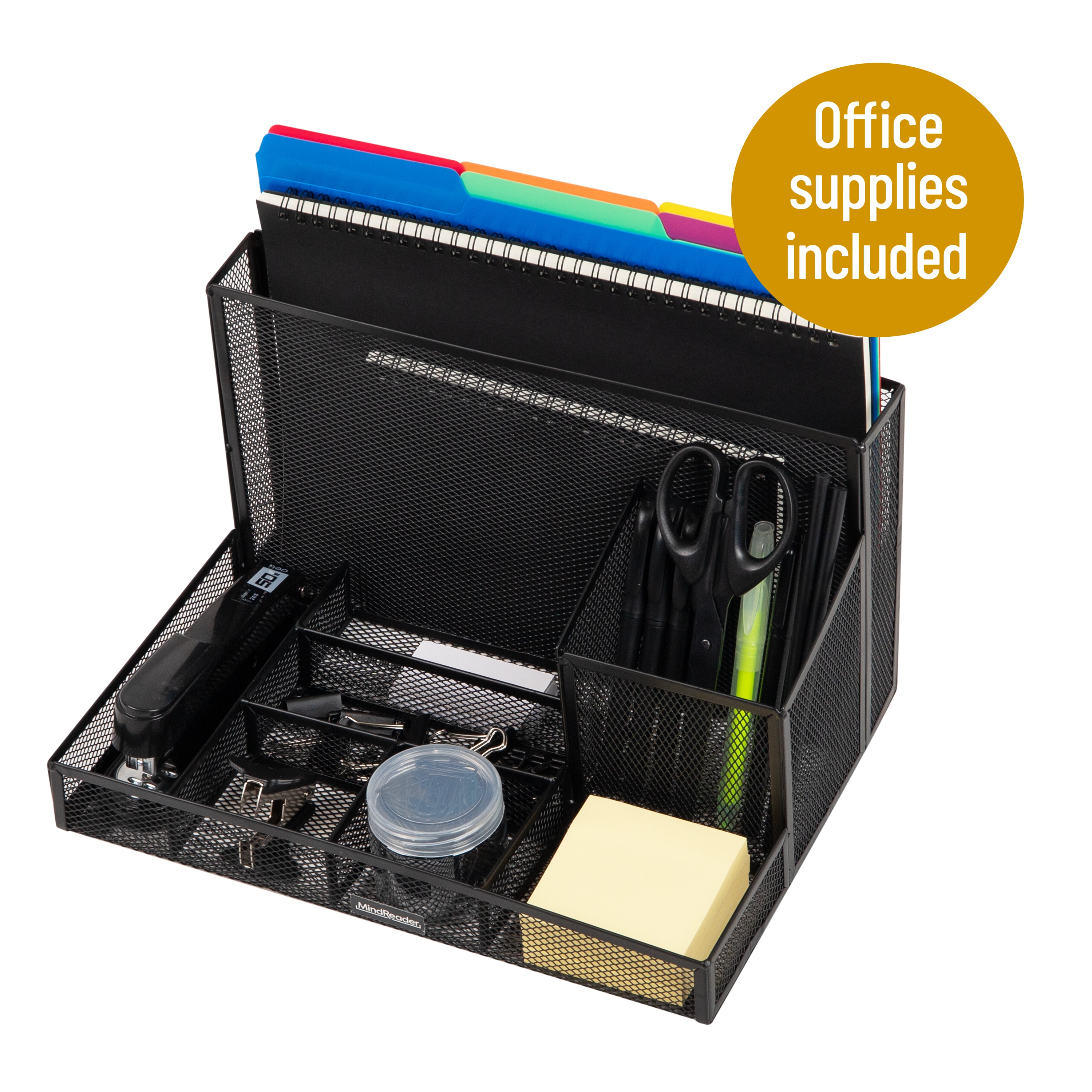 Black Metal Mesh Multi-Supply Desktop Organizer