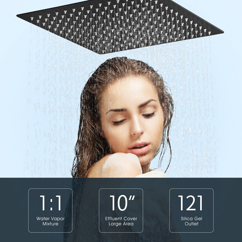 10 Inch Matte Black Stainless Steel Square Rain Shower Head