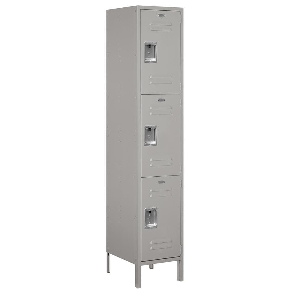 SALSBURY INDUSTRIES 18-53168GY-U 18-in Wide Triple Tier Standard Metal Locker- 1 Wide- 6 -ft High- 18 -in Deep- Gray- Unassembled