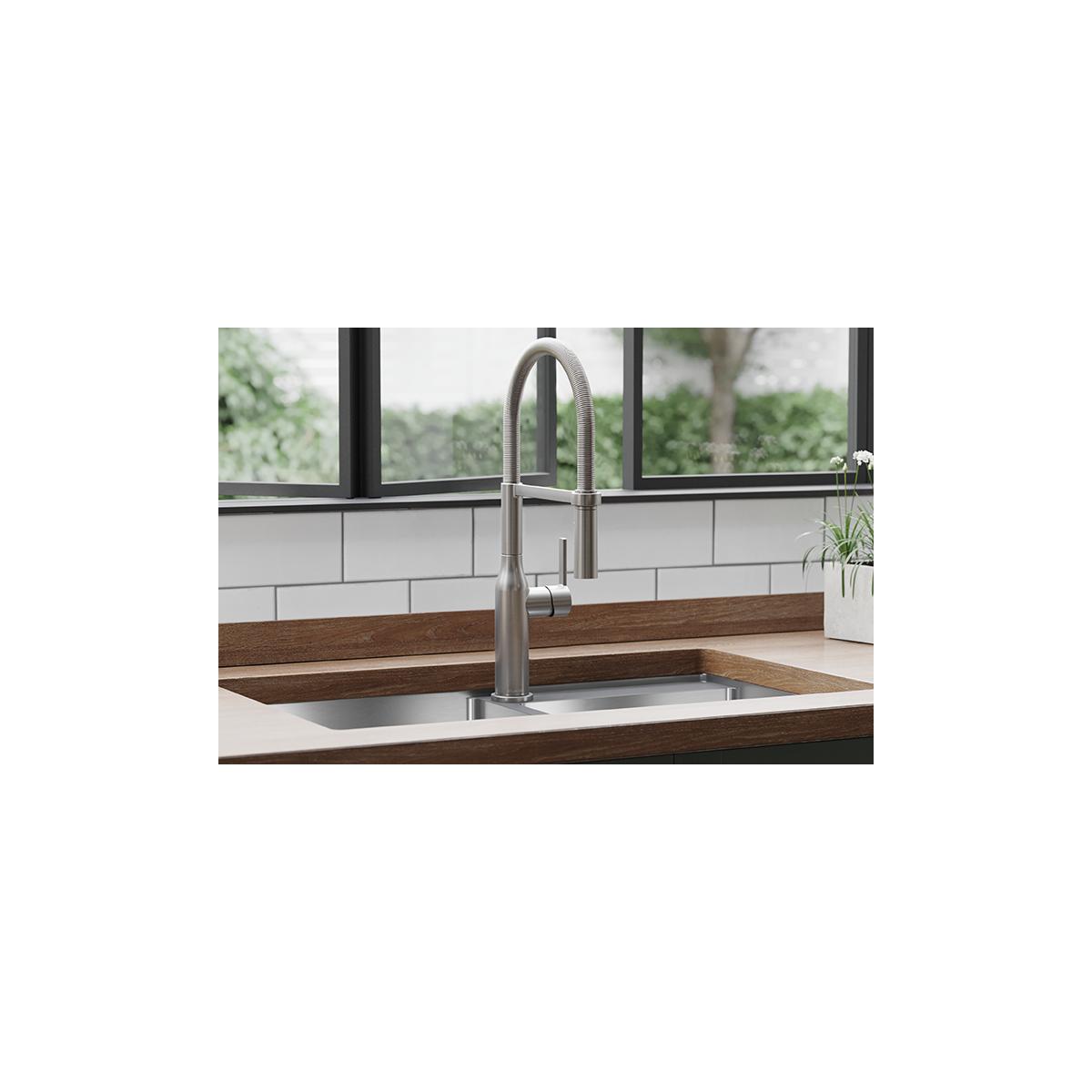 Elkay LKAV1061LS Avado Lustrous Steel Single Handle Deck-mount Pre-rinse Kitchen Faucet with Sprayer
